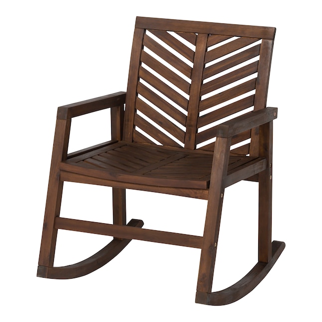 Walker Edison Dark Brown Wood Frame Rocking Chair S With Slat Seat In The Patio Chairs Department At Com - Walker Edison Outdoor Furniture Sets Uk