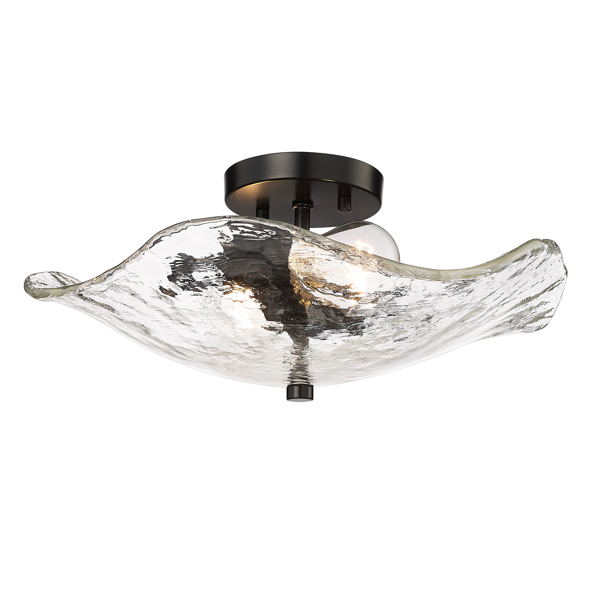 Golden Lighting 1140-SF BLK-HWG Samara 2 -Light 15.375-in Matte Black Semi Flush Mount Light
