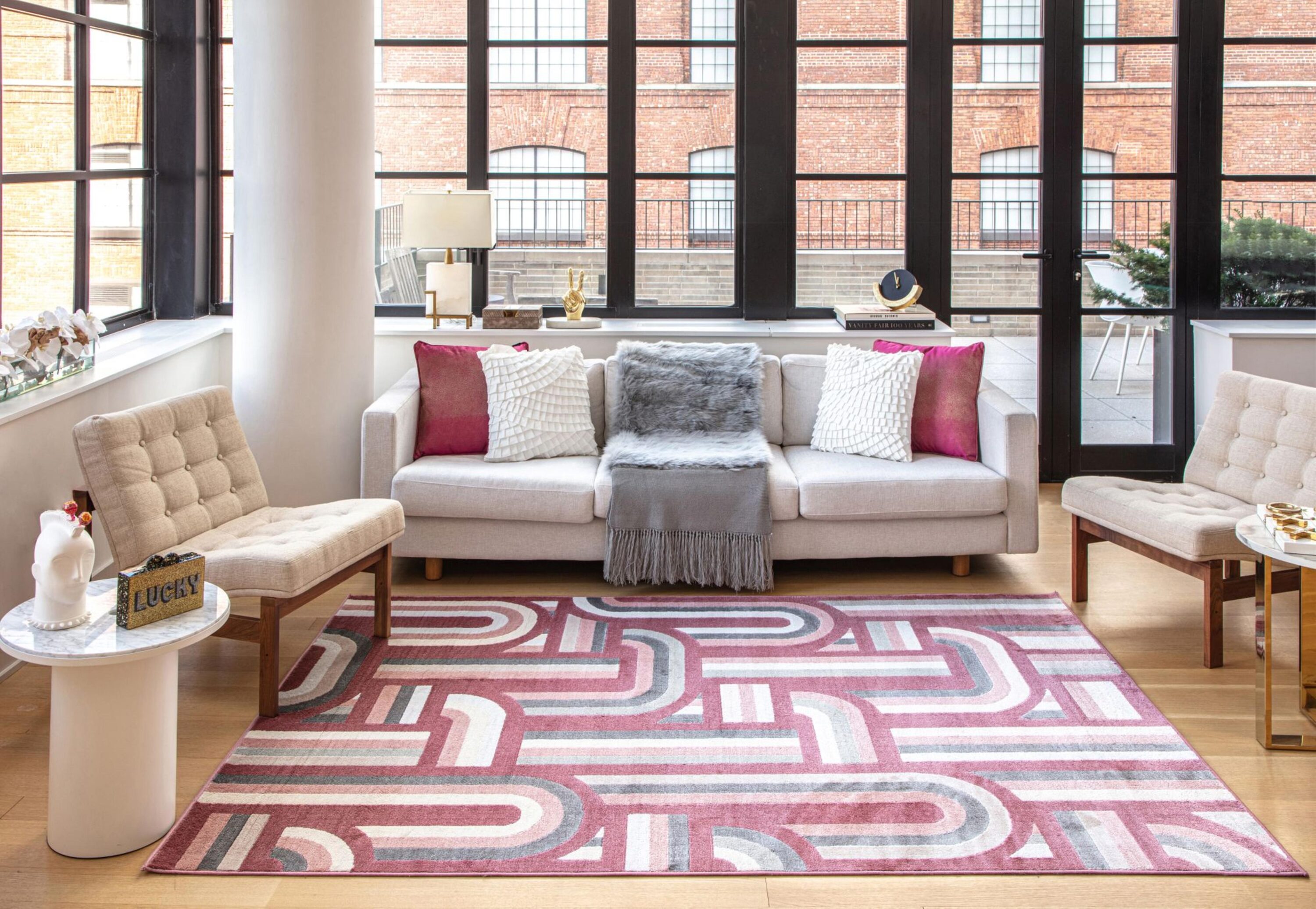 Rugs America 32167 Vera 8 x 10 (ft) Loomed Polypropylene At First Blush Rectangular Indoor Geometric Area rug