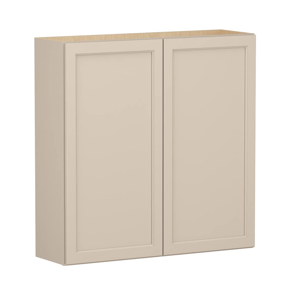 Shenandoah Glasson 42-in W x 42.125-in H x 12-in D Oat Painted Wall Fully Assembled Cabinet Recessed Panel Transitional