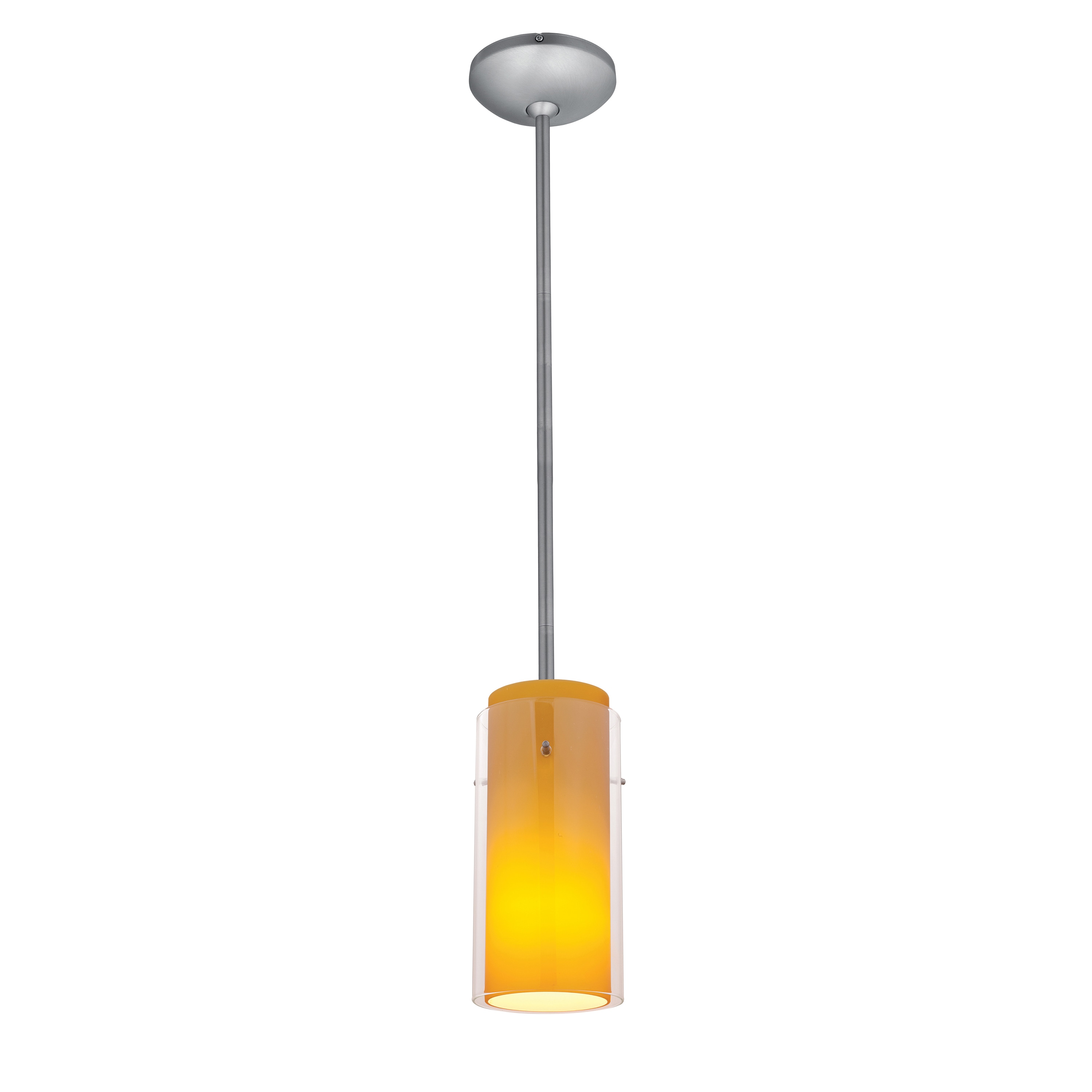 Access Lighting 28033-3R-BS/CLAM Glassn Glass Cylinder 1 -Light Brushed Steel Modern/contemporary Geometric Mini Hanging Pendant light