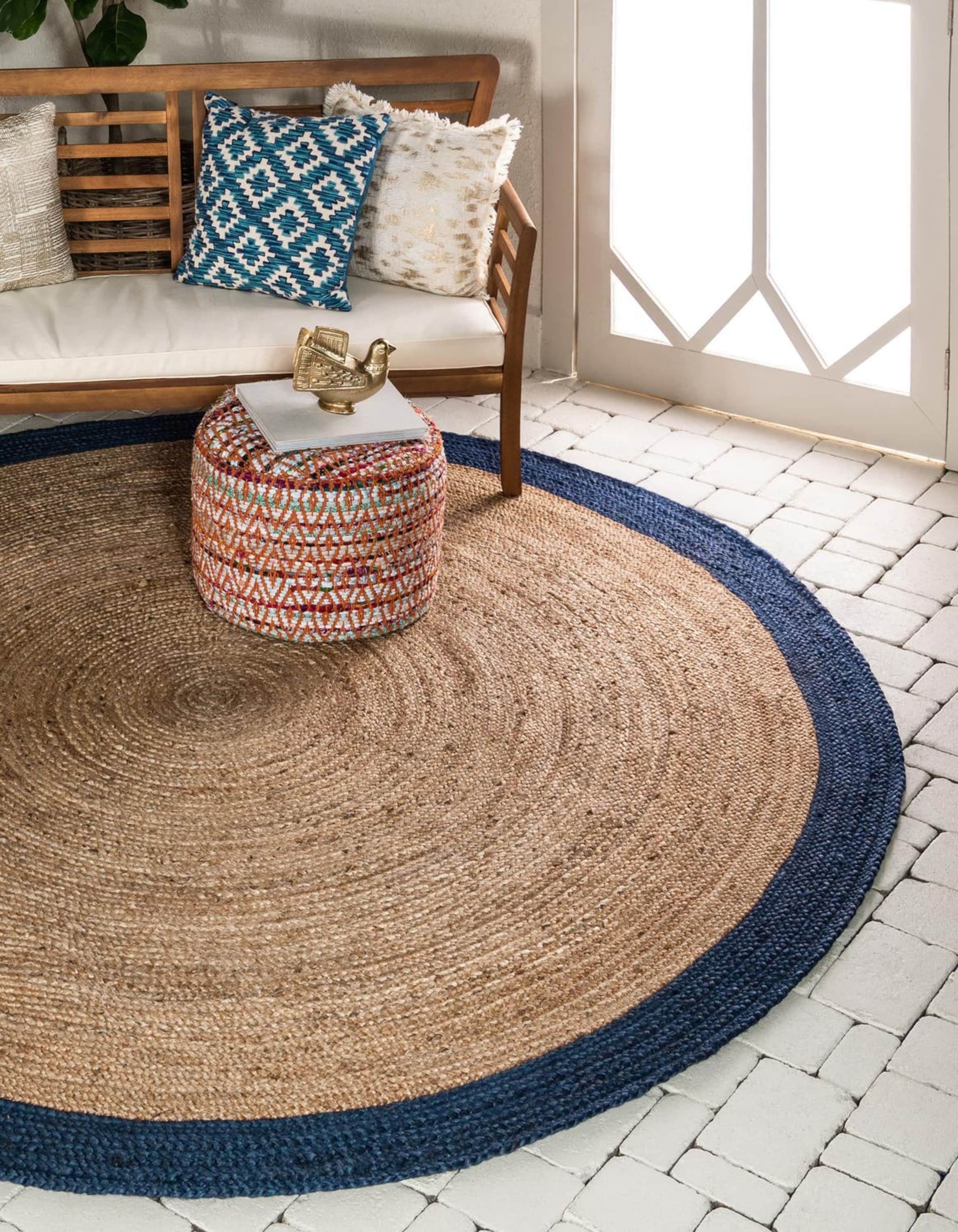 Unique Loom 3142797 Braided Jute 3 x 3 (ft) Braided Jute Natural Round Indoor Border Area rug