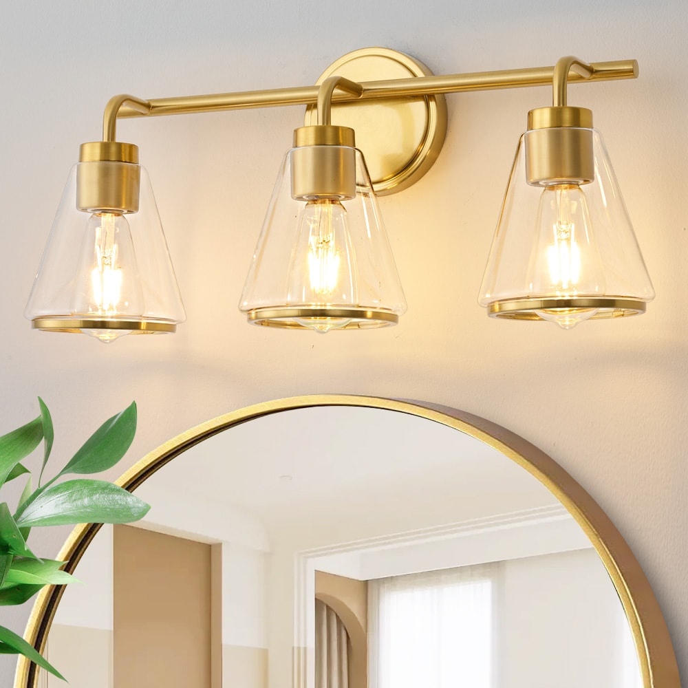 POWLIG Vanity Light 22.05-in 3 Light Gloss Gold Modern/contemporary Bathroom Vanity light