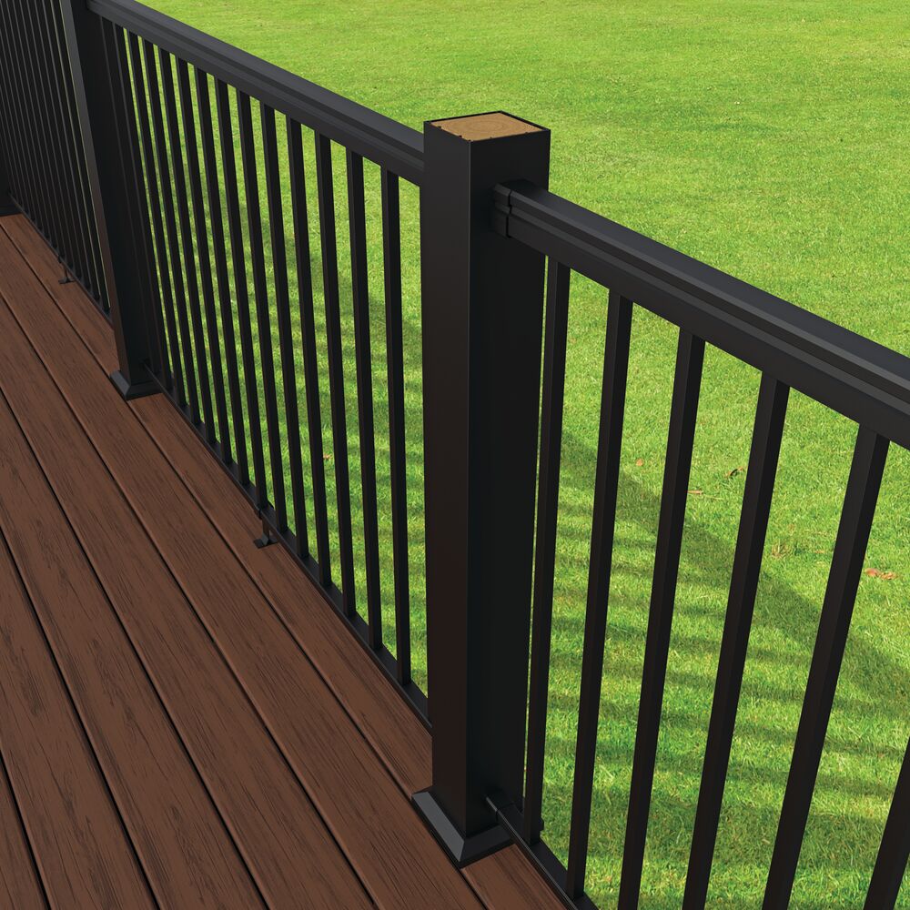 Freedom 4.25-in x 4.85-in x 3-ft Matte Black Aluminum Deck Post Sleeve ...