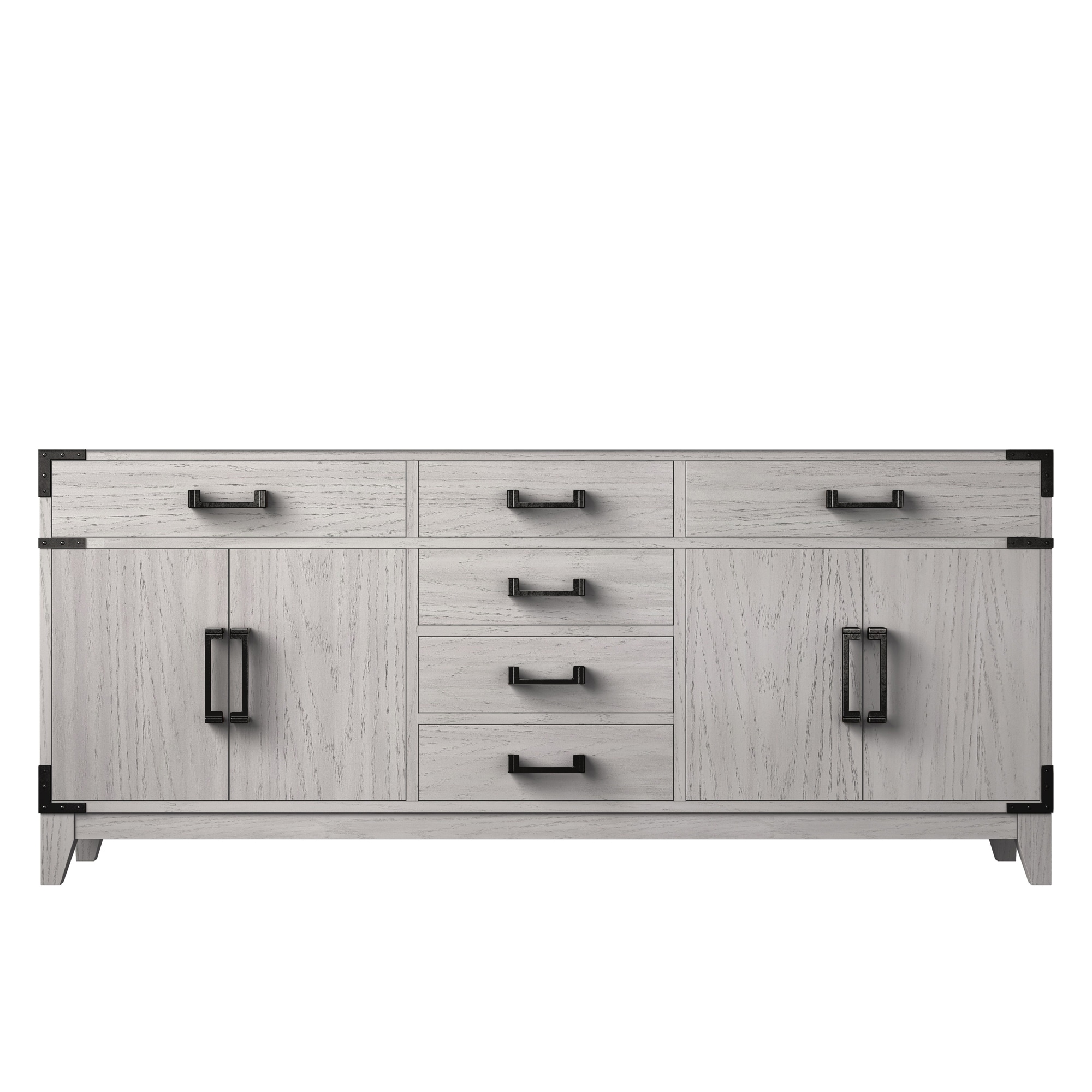 Lexora LVW72DM000 Wilton 72-in White Oak Bathroom Vanity Base Cabinet without Top