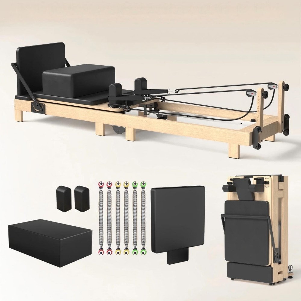 Syedee Pilates Reformer Machine Wood Pilates Machine Bed Yoga Exercise Strength Training Equipment for Home Workout #PR07