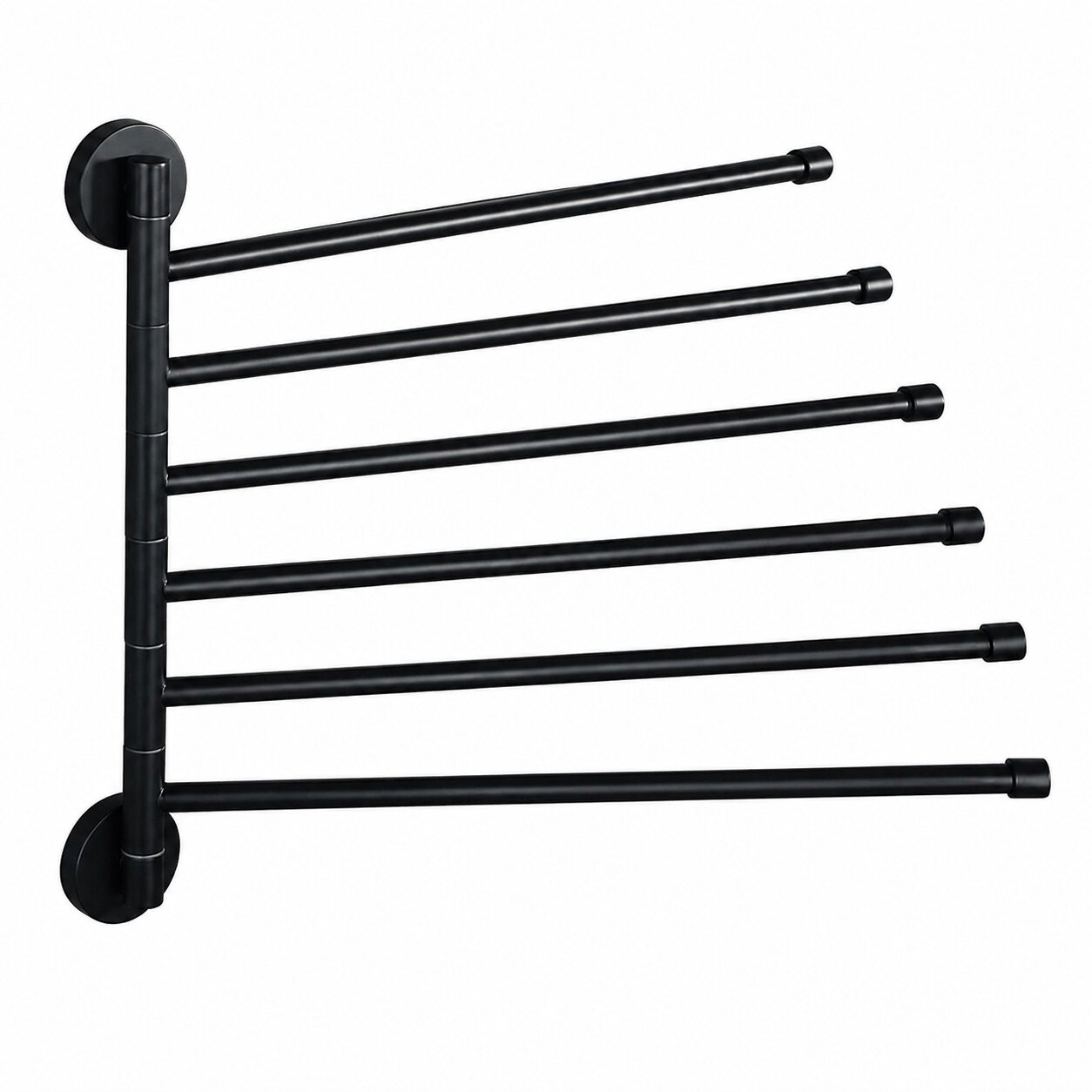 Aoibox  Swivel 6 Arm Matte Black SUS304 Stainless Steel Bathroom Towel Bar Rack Wall Mounted Folding Space Saving