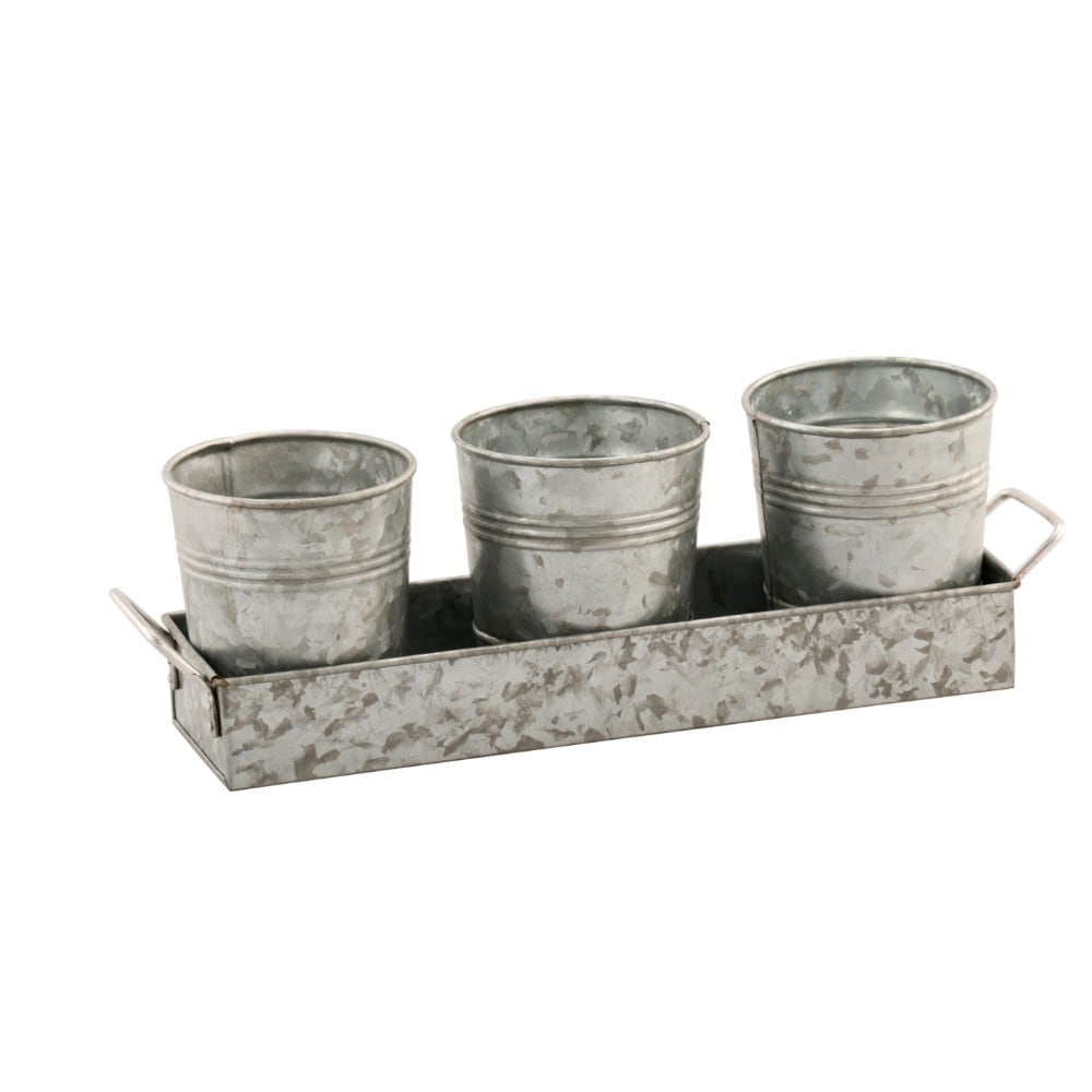 Kahomvis BENZ-QPB0-075 Rectangle 4.0-in W Small Gray Metal Indoor/Outdoor Planter