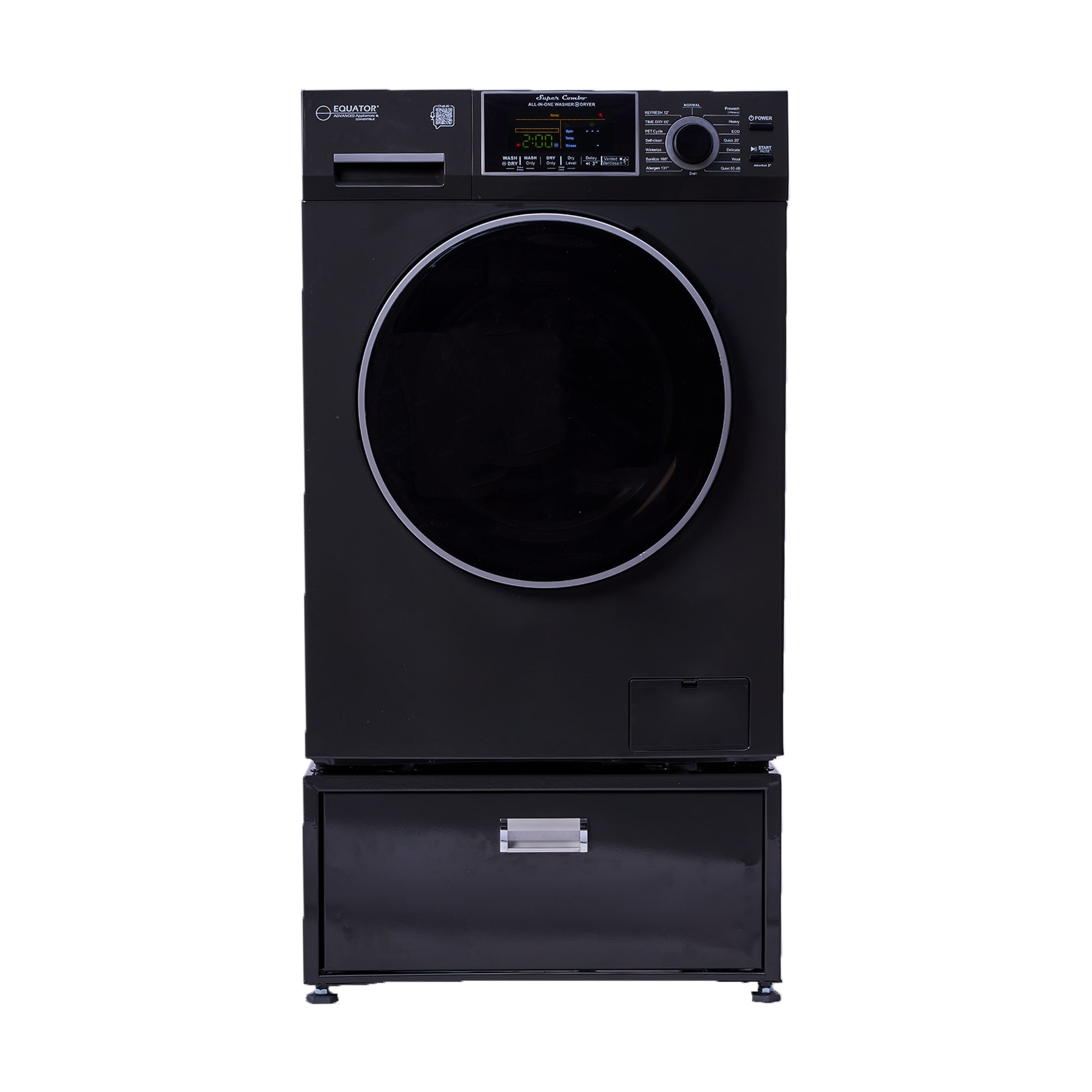 Equator Advanced Appliances EZ5500 + PDL 4455 SG 1.9-cu ft Capacity Black Vented All-In-One Washer Dryer Combo