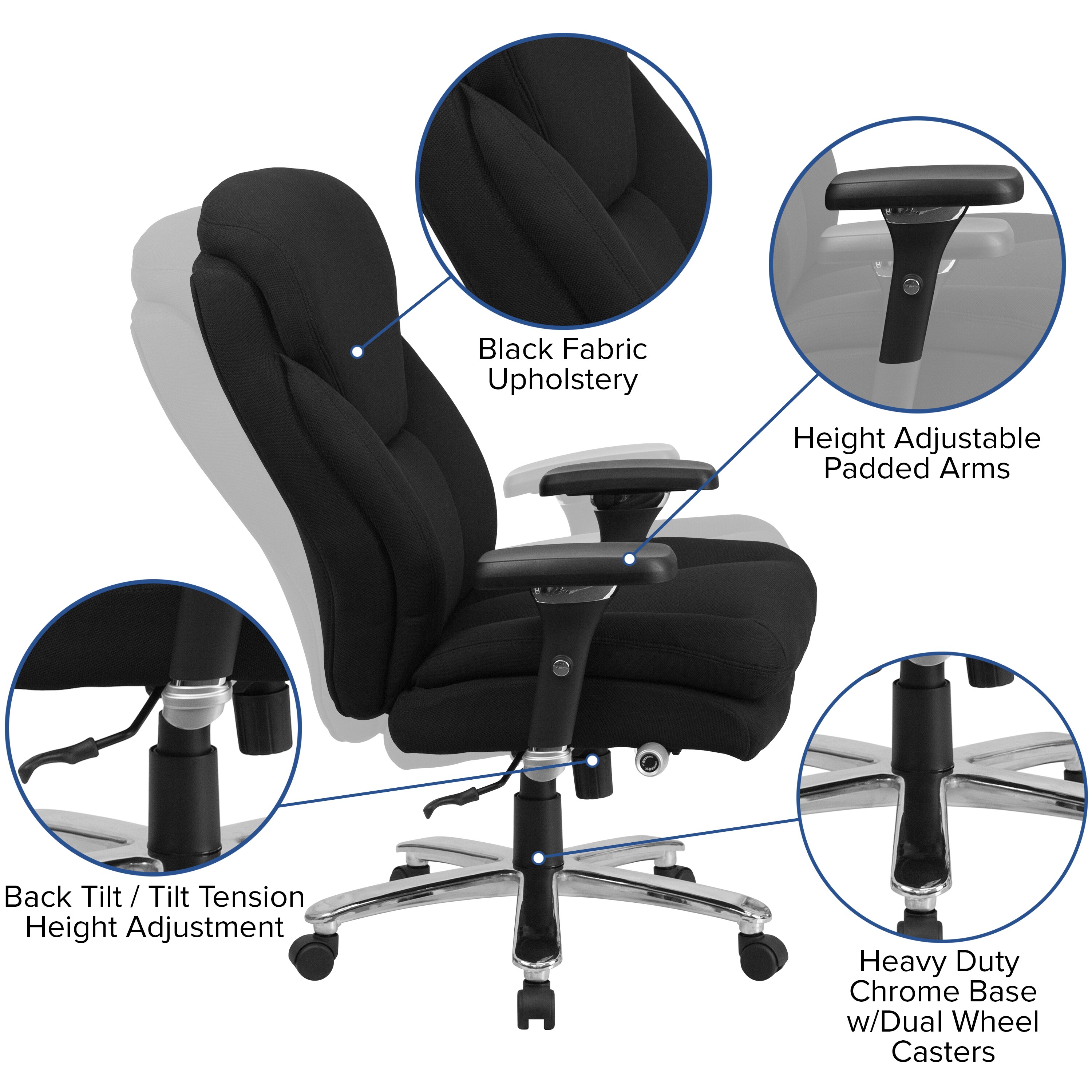 Flash Furniture Black Fabric Contemporary Adjustable Height Swivel  Upholstered Desk Chair in the Office Chairs department at