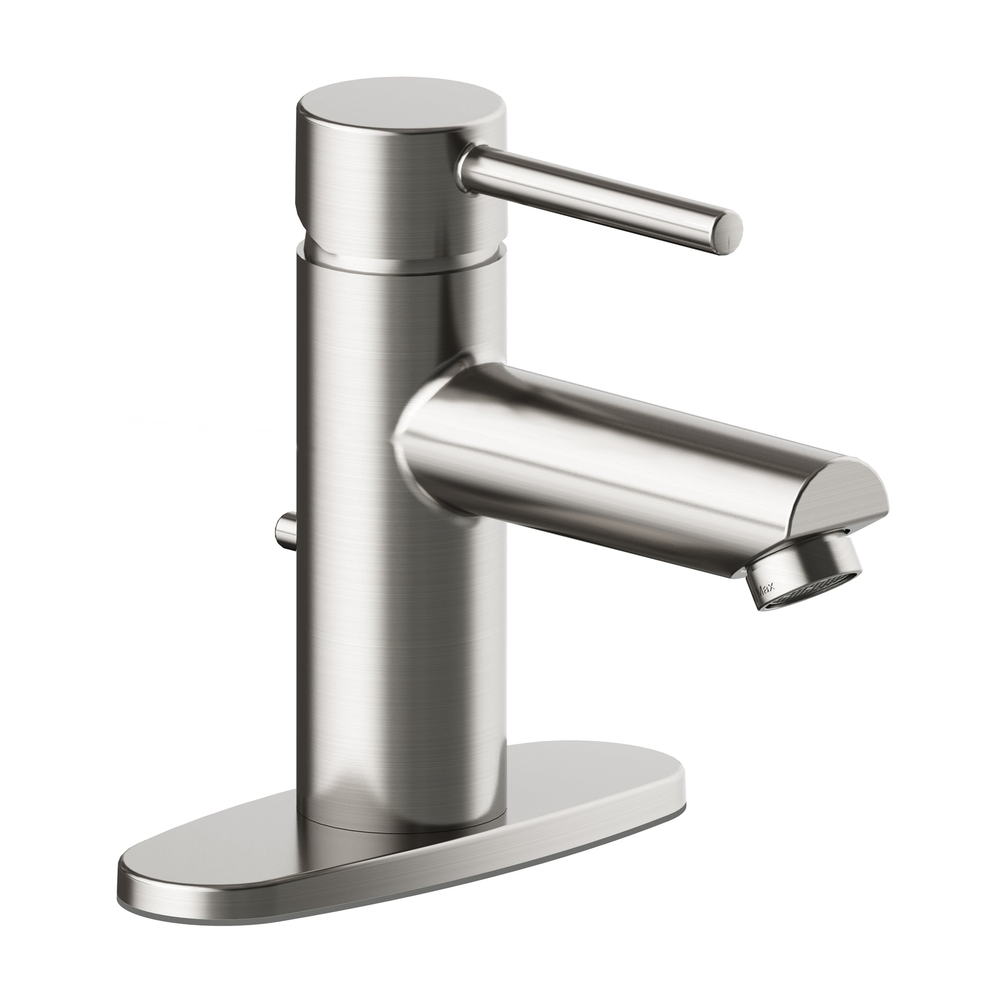 Design House Eastport Satin Nickel 1-handle Single Hole WaterSense Low-arc Bathroom Sink Faucet with Deck Plate