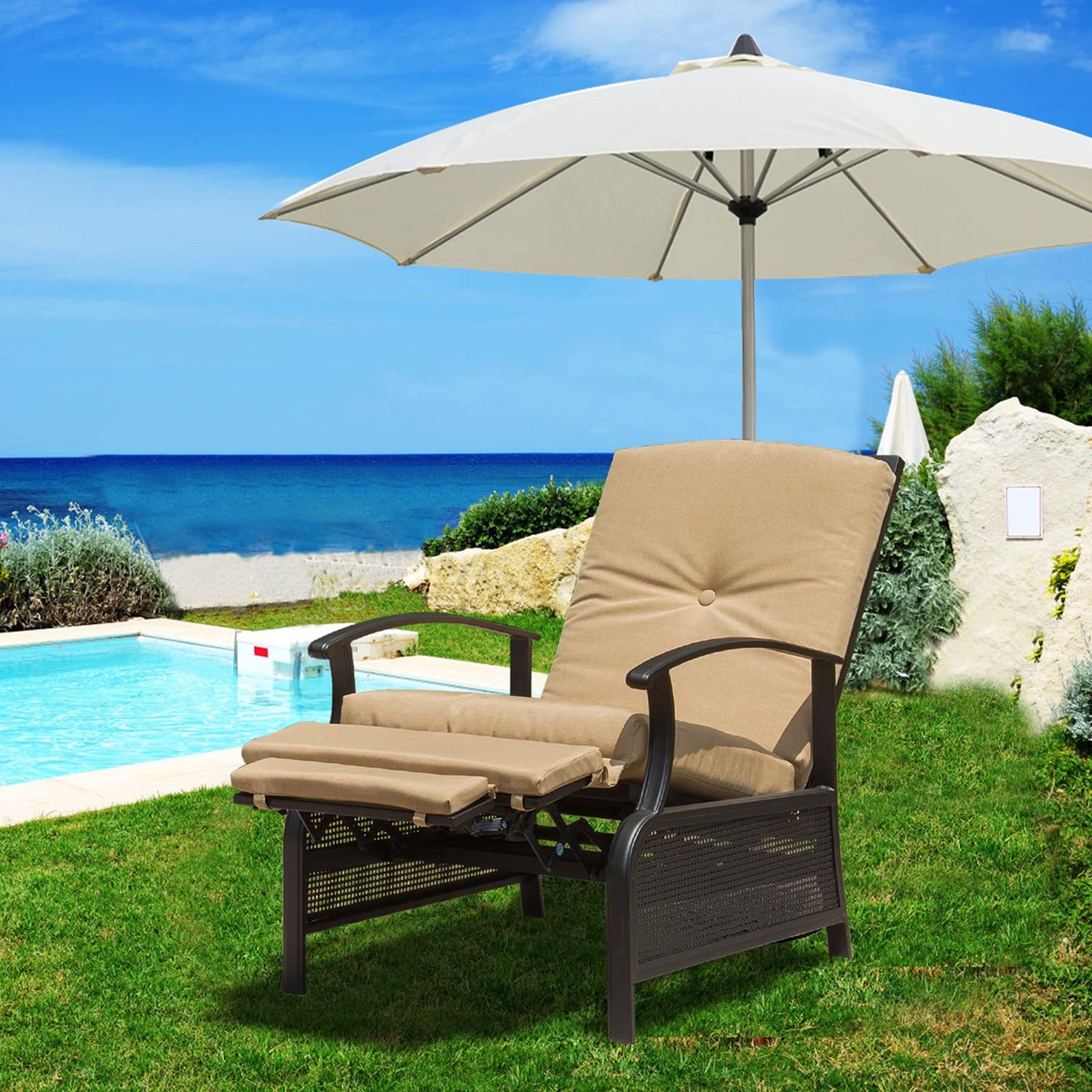 Folding reclining best sale patio chairs