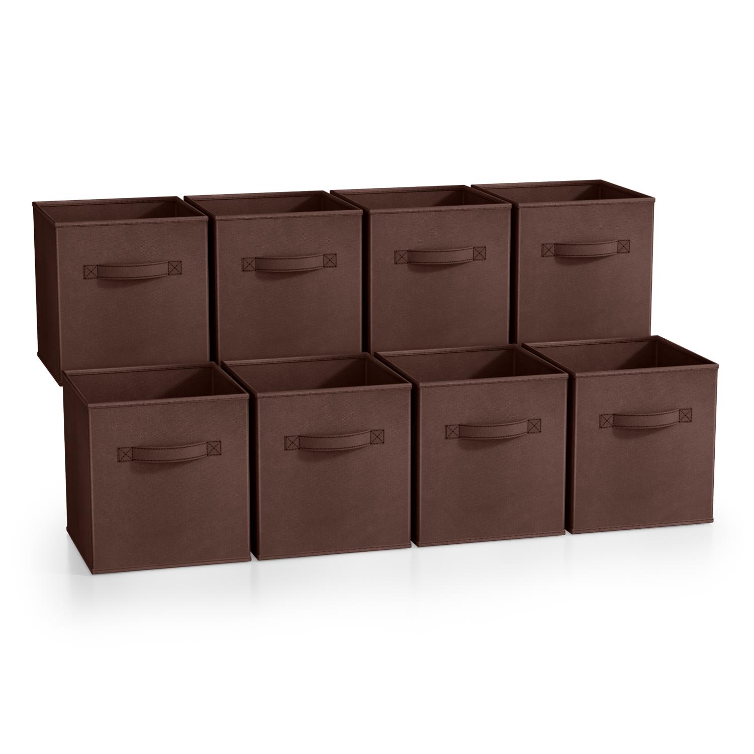 SORBUS STRG-BIN-CHO-8PK ( 10.5-in W x 11-in H x 10.5-in D ) Chocolate Polyester Collapsible Bin