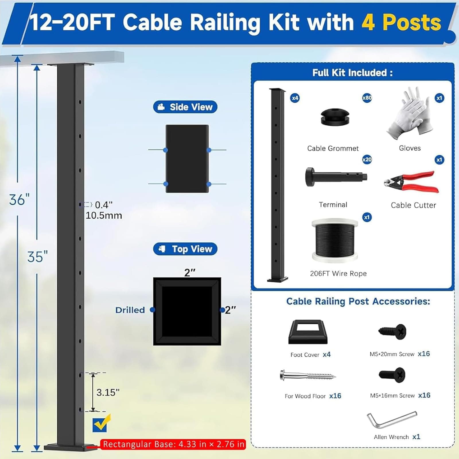 Anqtovp LAN0629N005 Stair-Railing-Kits - View #3