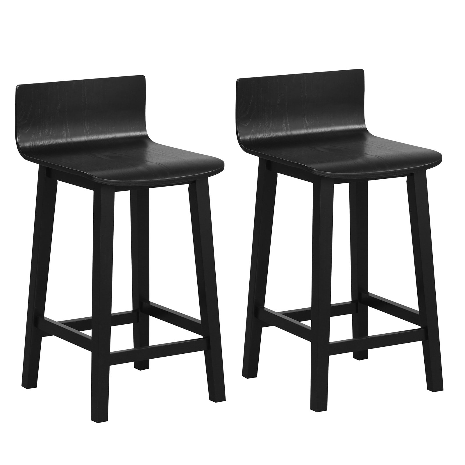  ID11387DK Bar Stools Black 24.5-in H Counter height Contoured seat Wood Bar Stool and Back