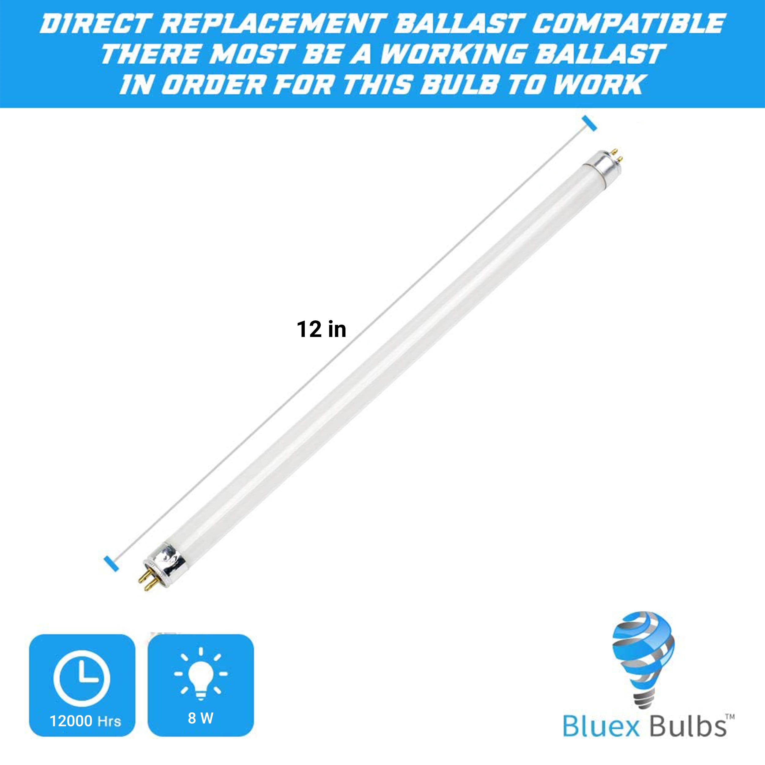 Bluex Bulbs BlueX LED 8-Watt EQ T5 Daylight G5.3 Base Dimmable LED