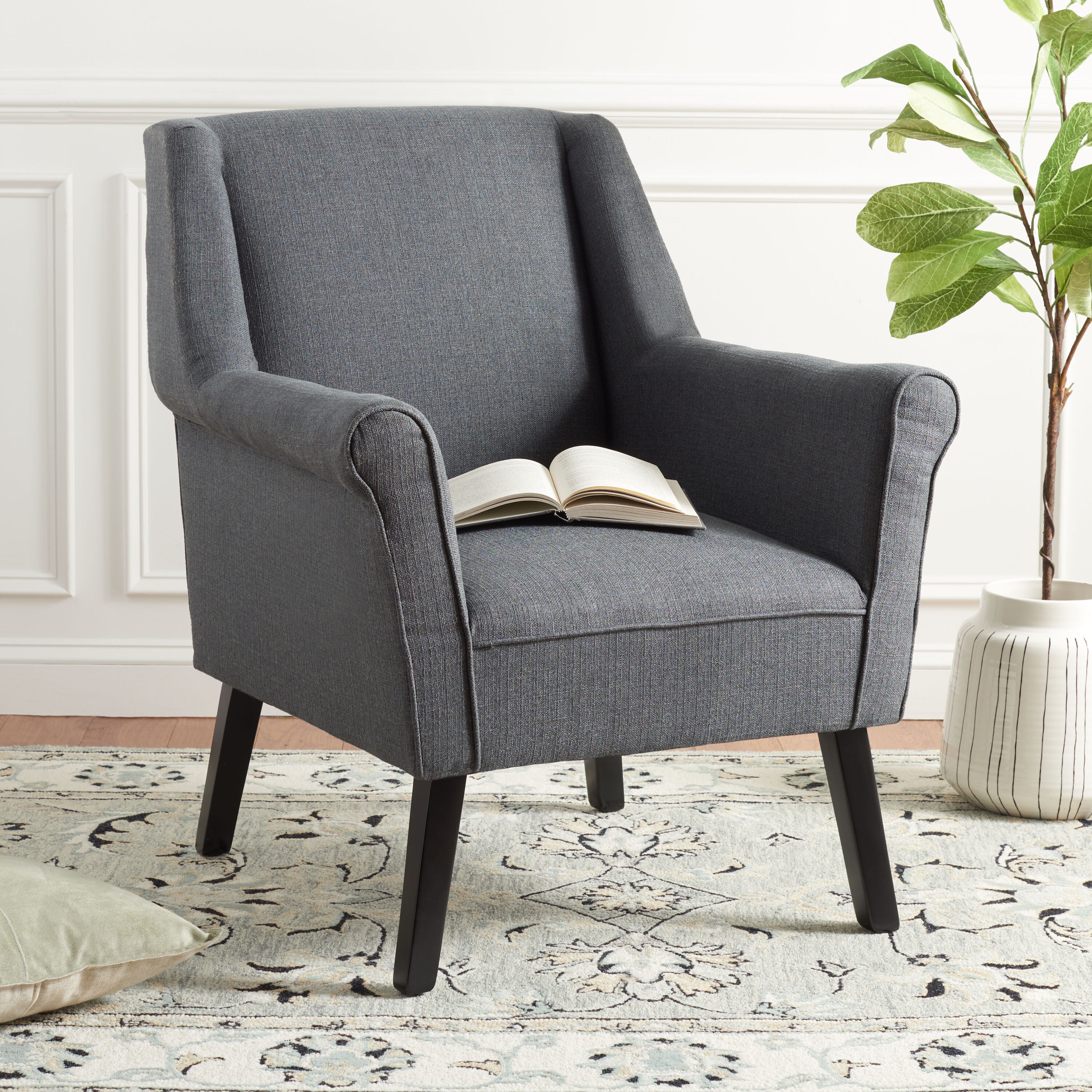 Safavieh Accent Chair Collection Oriental Dark Gray Accent Chair in the ...