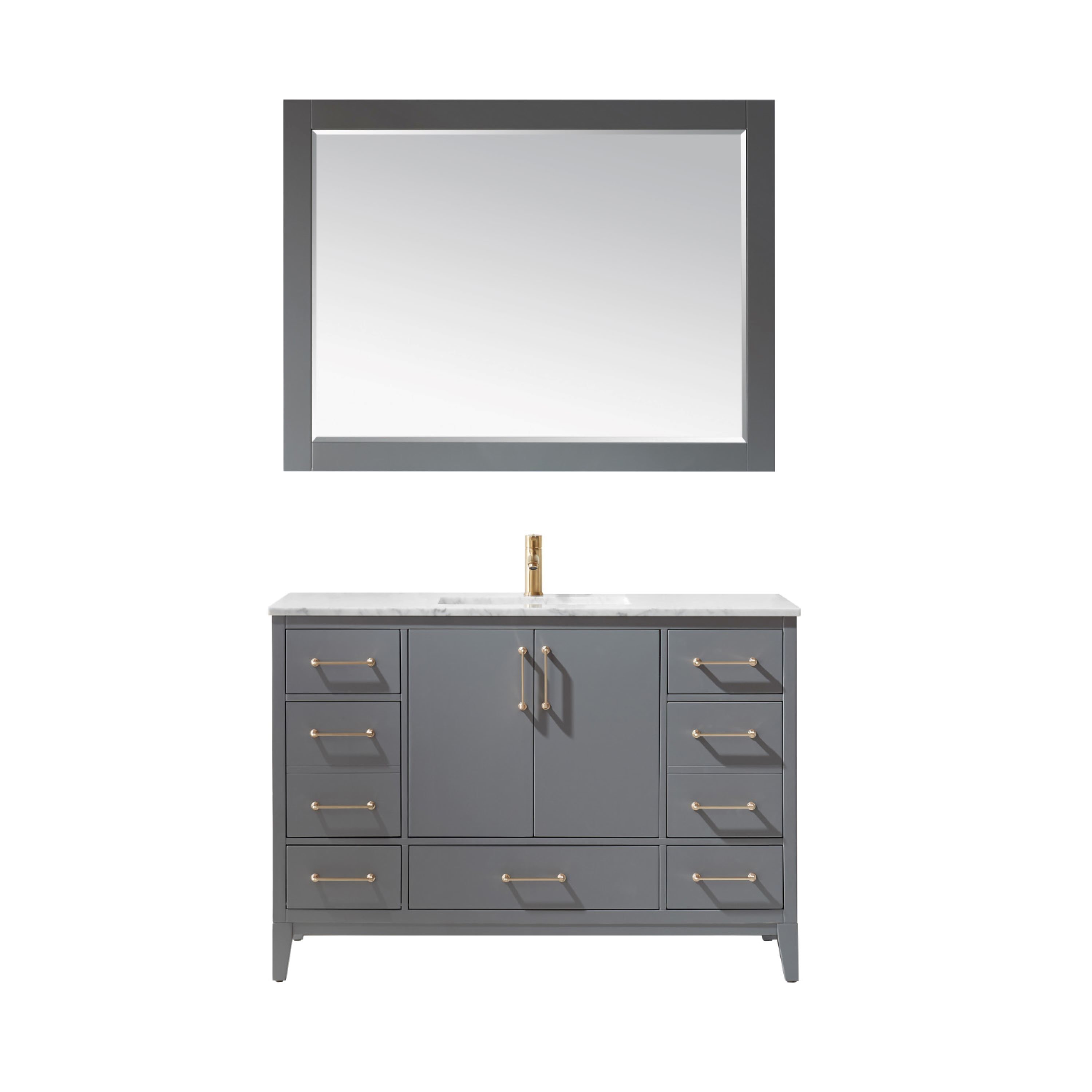 Altair 541048-GR-CA Sutton 48-in Gray Undermount Single sink Bathroom Vanity with Carrara White Marble Top (Mirror Included)