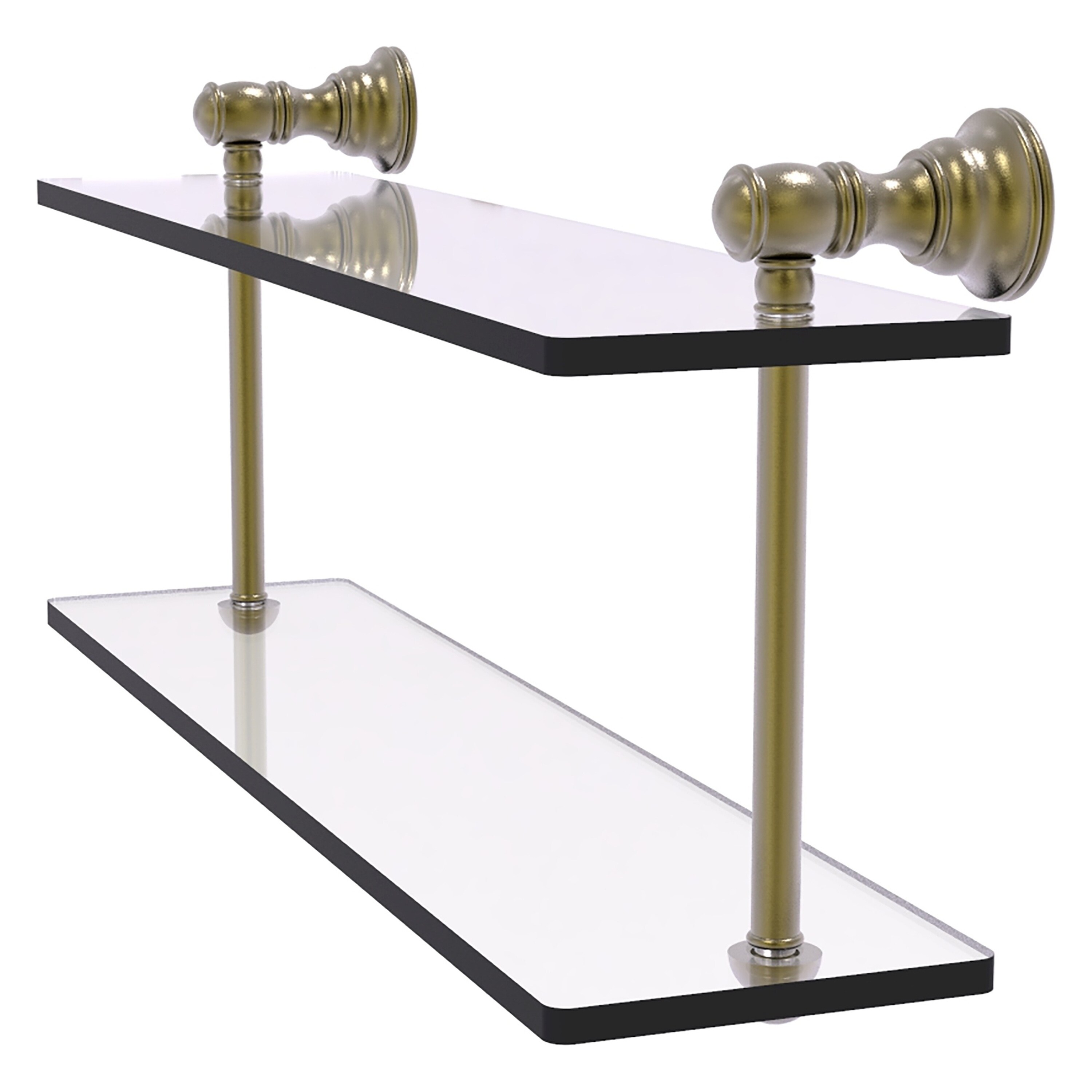 Allied Brass CL-2-16-ABR Carolina Antique Brass 2 -Tier Wall mount Bathroom Shelf ( 16-in x 9.2-in x 5-in )