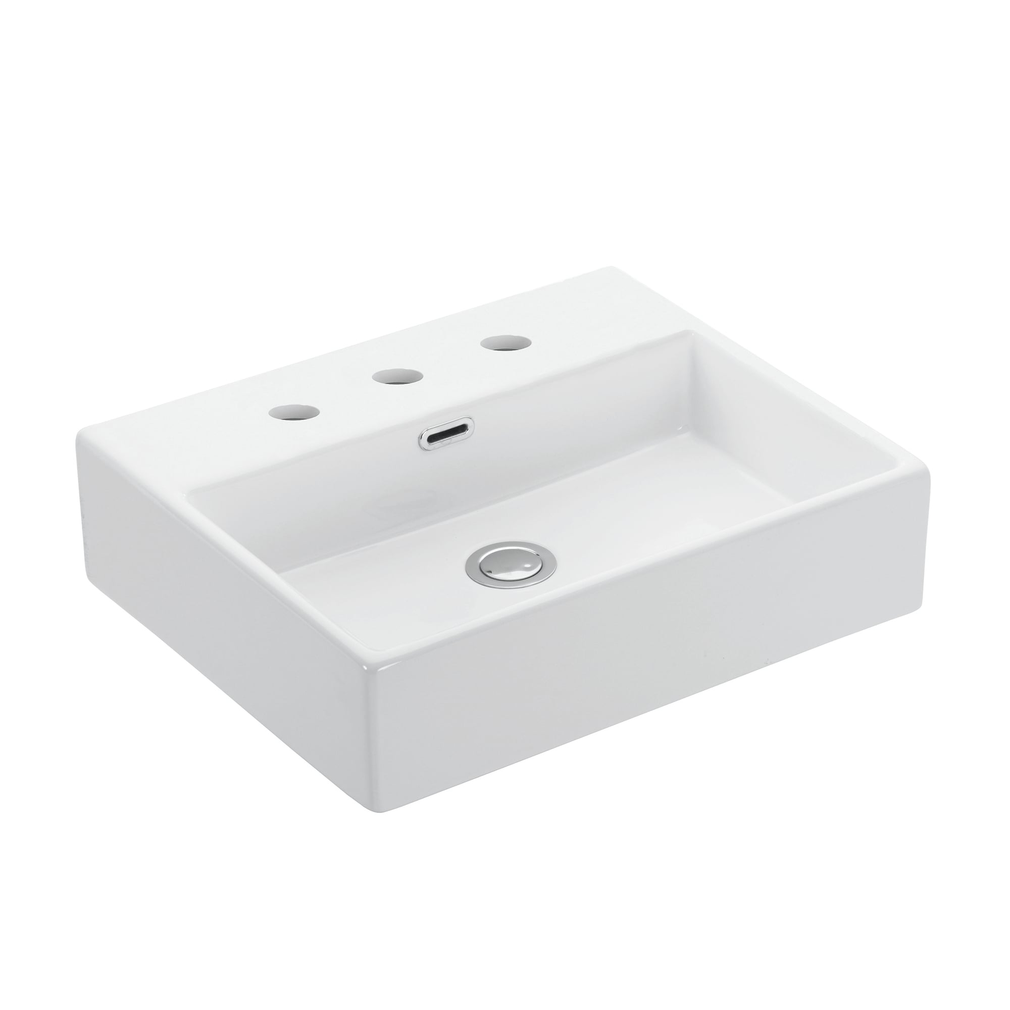 WS Bath Collections QUATTRO 50.03 Quattro Ceramic 16.5-in Wall-mount Rectangular Modern Ceramic white Bathroom Sink