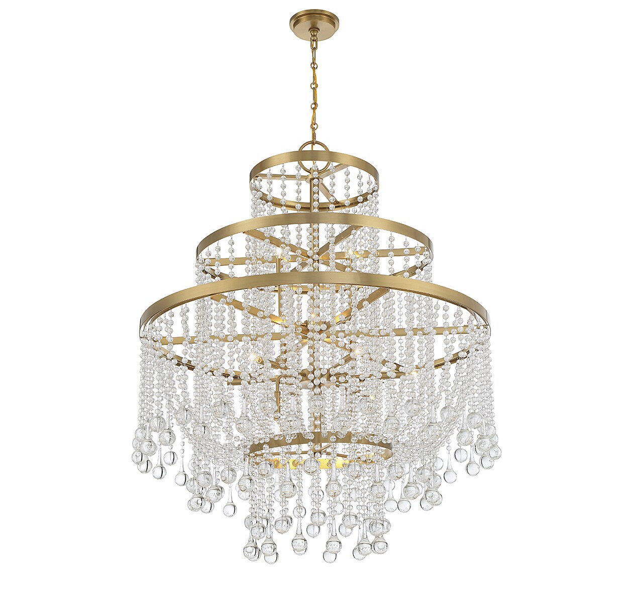 Luna Warm Brass 15-Light Tiered Crystal Chandelier