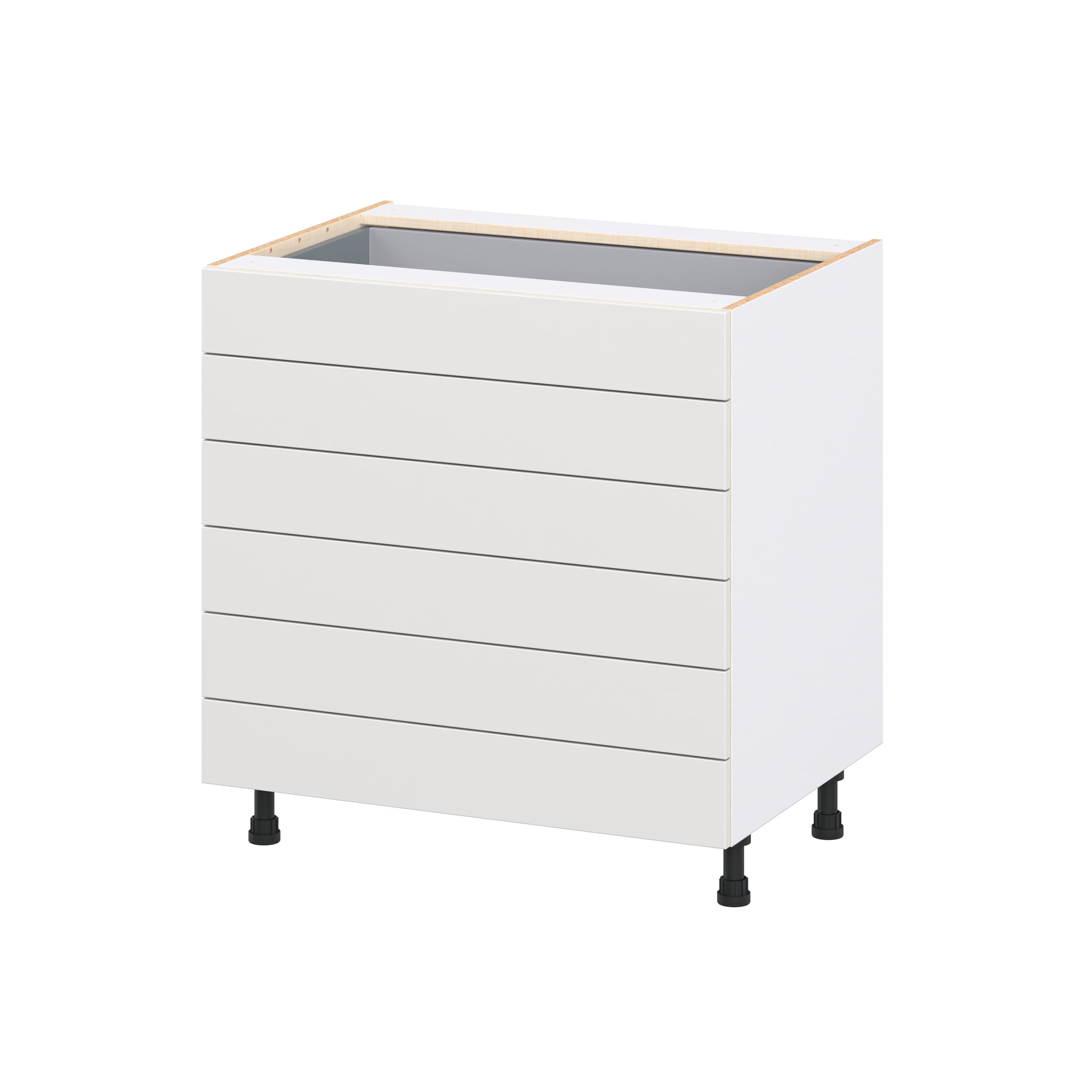 Hugo&Borg DSB6D33-JO 33-in W x 34.5-in H x 24.5-in D Warm White 6 -Drawers Drawer Base Fully assembled Cabinet Recessed Panel Slab