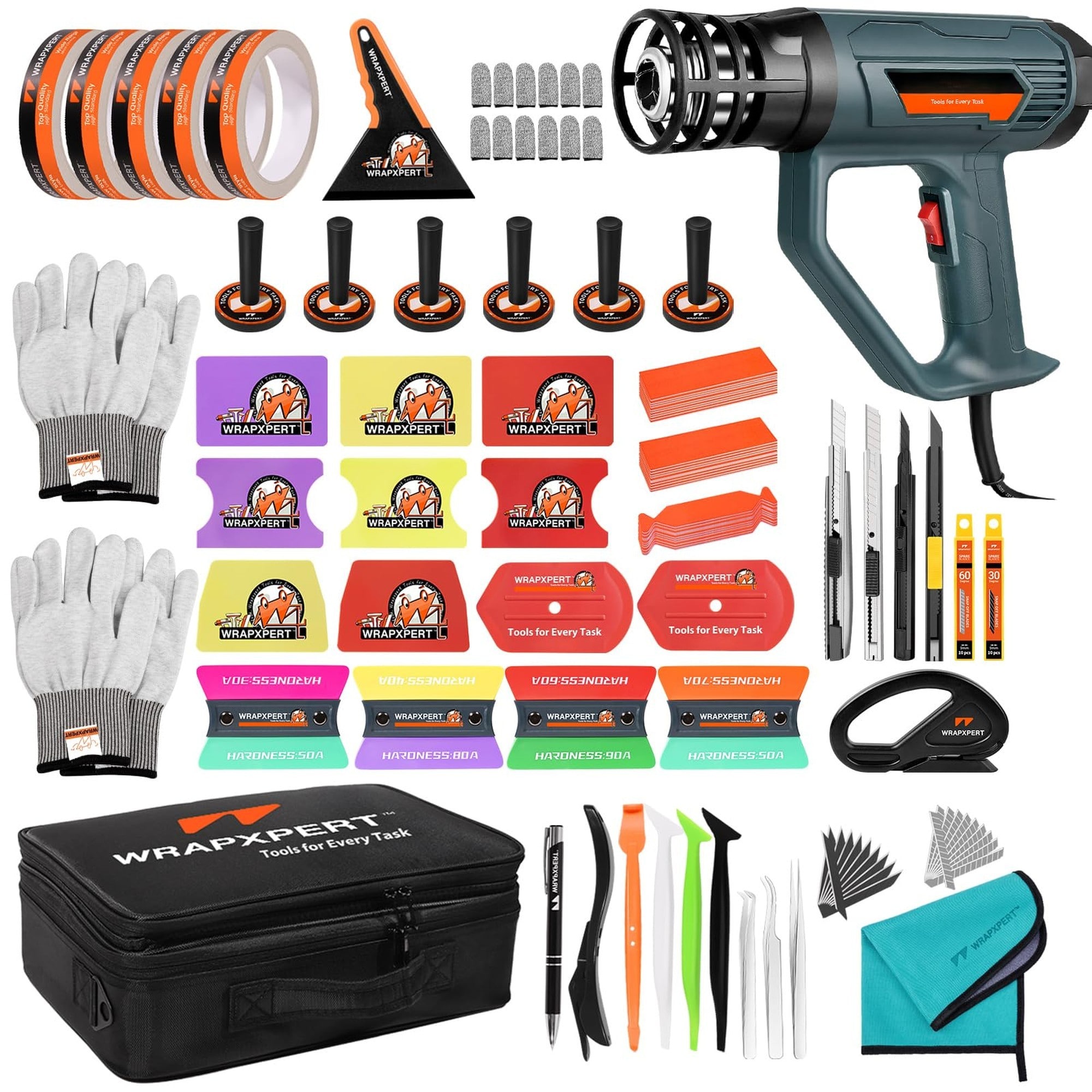 Angel Sar Vinyl Wrap Tool Kit with Heat Gun for Car Wrapping Vehicle Tools Squeegee Knife Gloves Magnets Holder Window Tint for Auto Film Installation