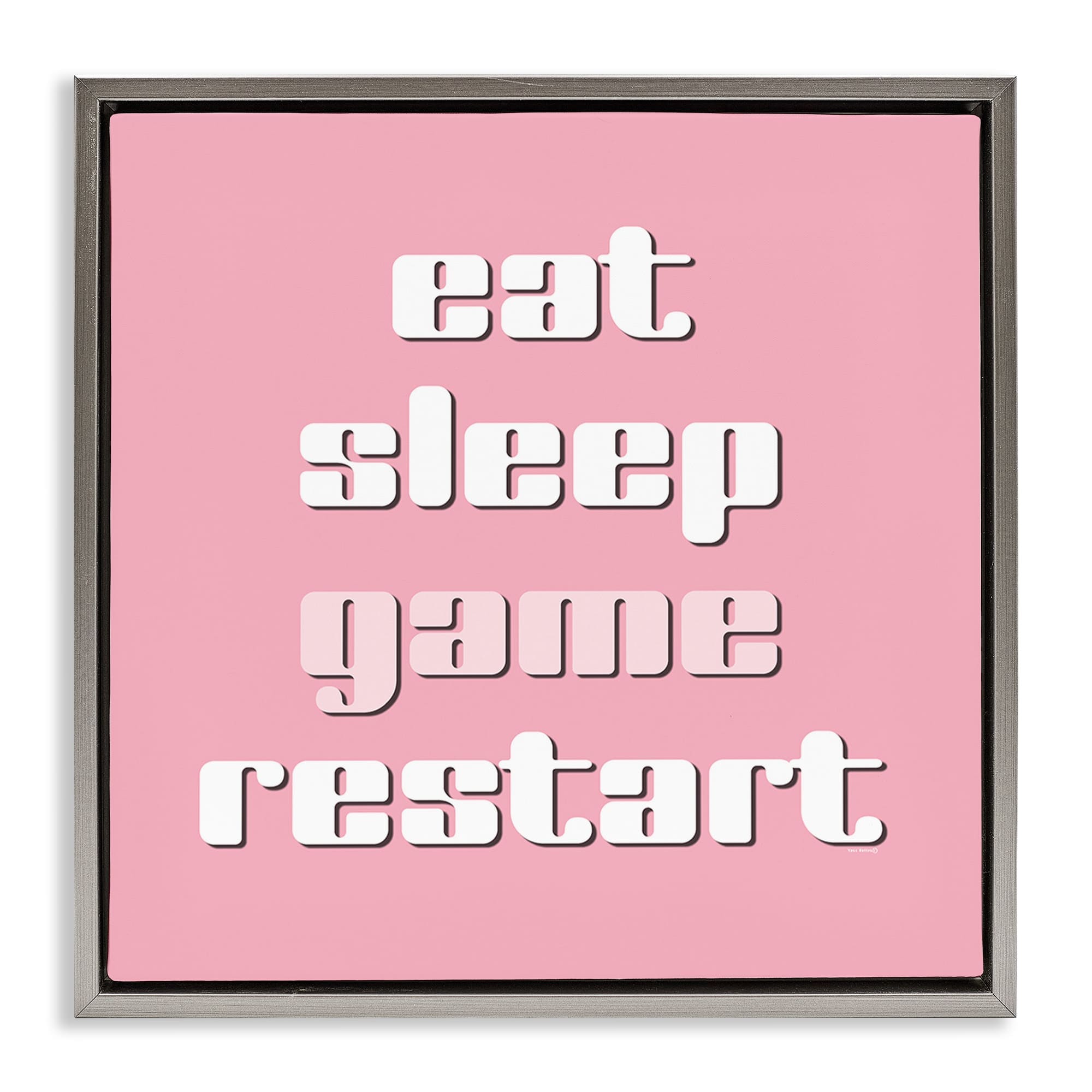 Stupell Industries BS-712-FFL-24X24 Gamer Phrases on Pink Gray Framed Floater Canvas Wall Art By Yass Naffas Designs 25 x 25
