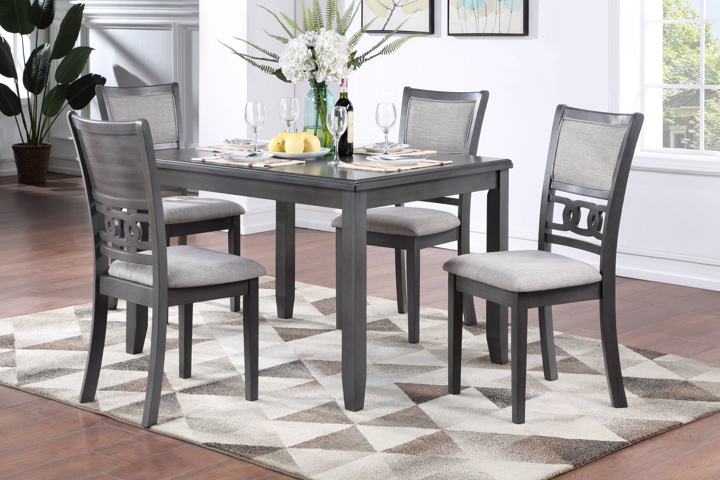 New Classic Furniture D1701-548-GRY Gia Gray Transitional Dining Room Set with Rectangular Table ( Seats 4 )