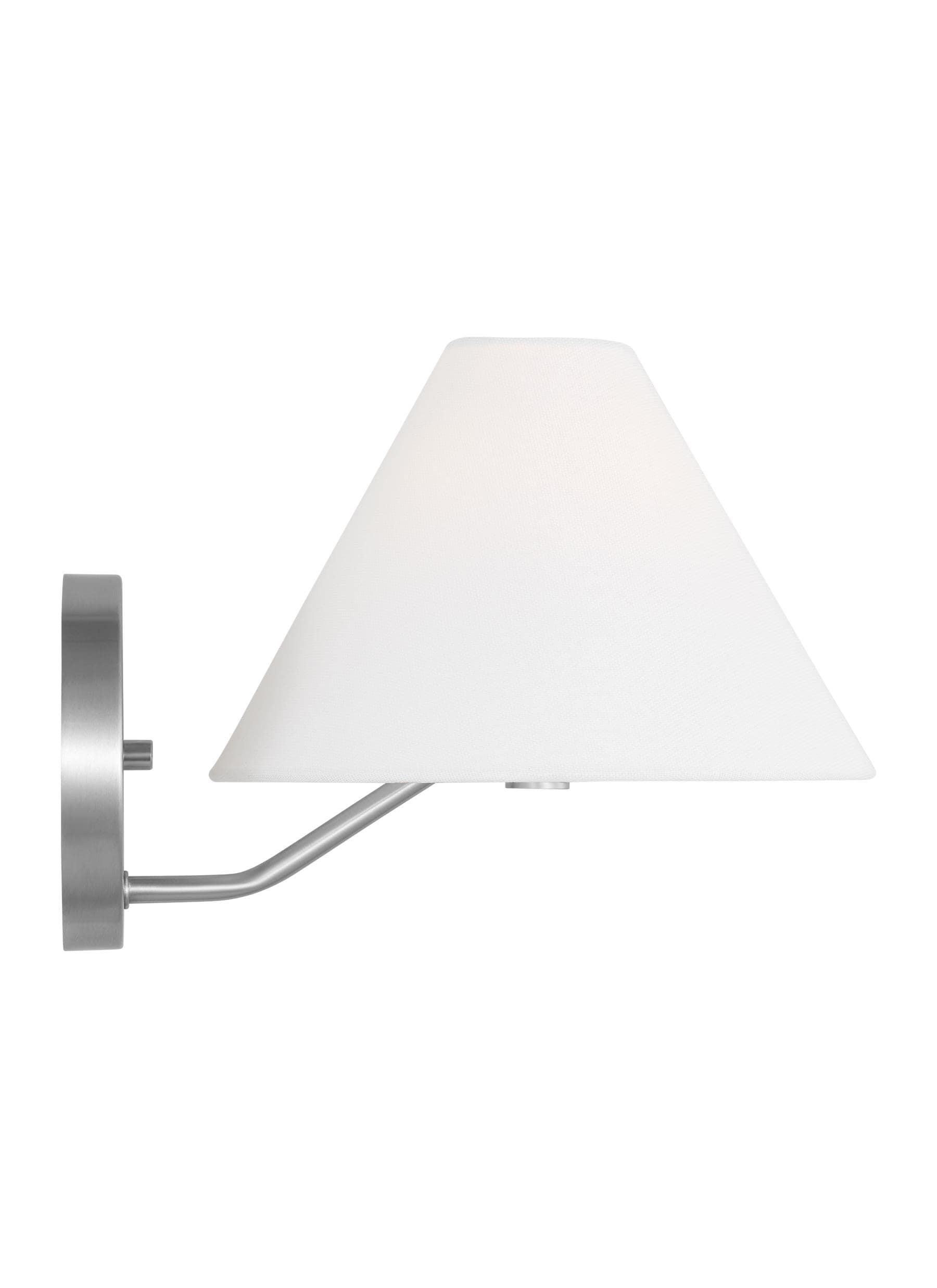 Burke Brushed Steel 1-Light Wall Sconce with White Linen Shade