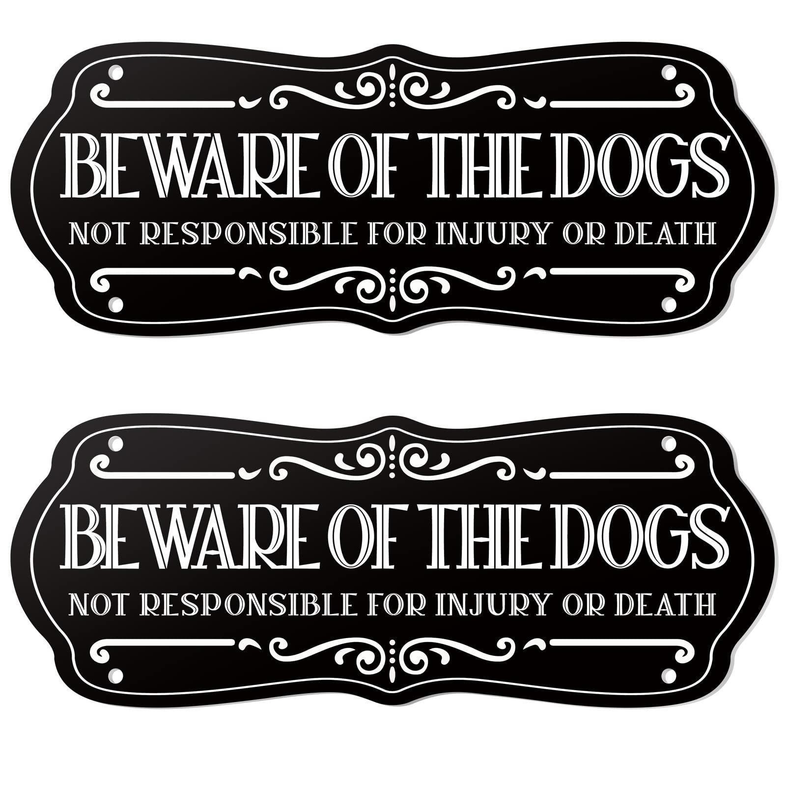 Etokfoks  2 pcs Rustic Vintage Dog Signs for Fence 9x3 5 in Light Metal Hanging Holes Yard Decoration