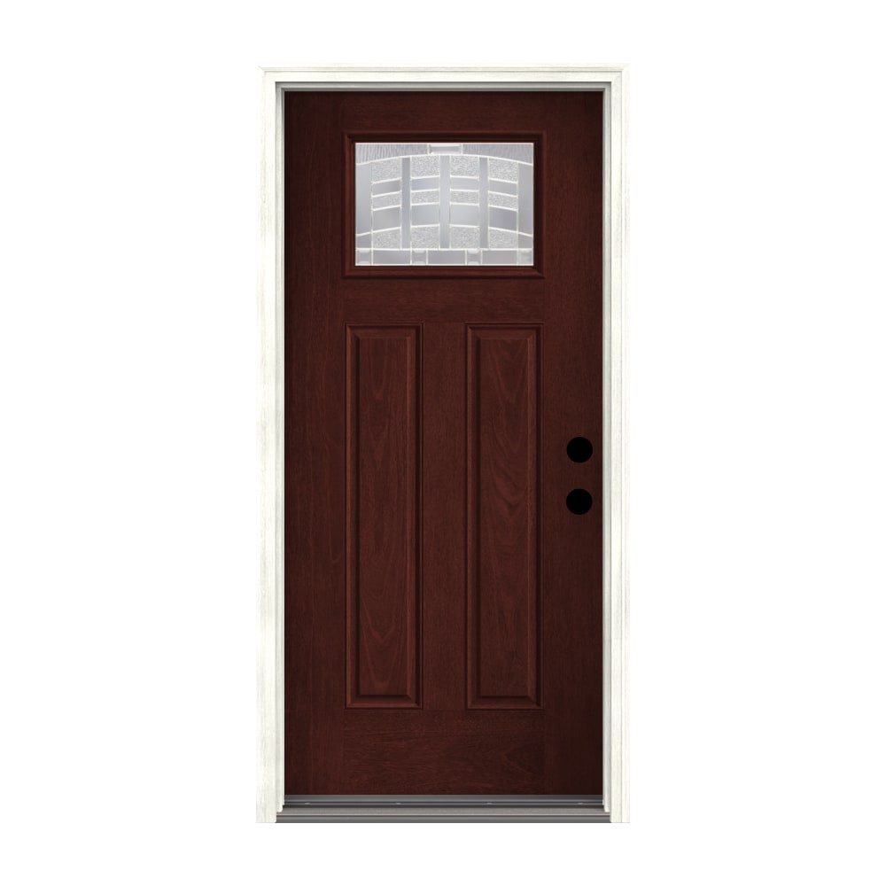 Therma-Tru Benchmark Doors Emerson 36-in x 80-in Fiberglass Craftsman Left-Hand Inswing Mahogany Stained Prehung Single Front Door with Brickmould -  TTB643477SOS