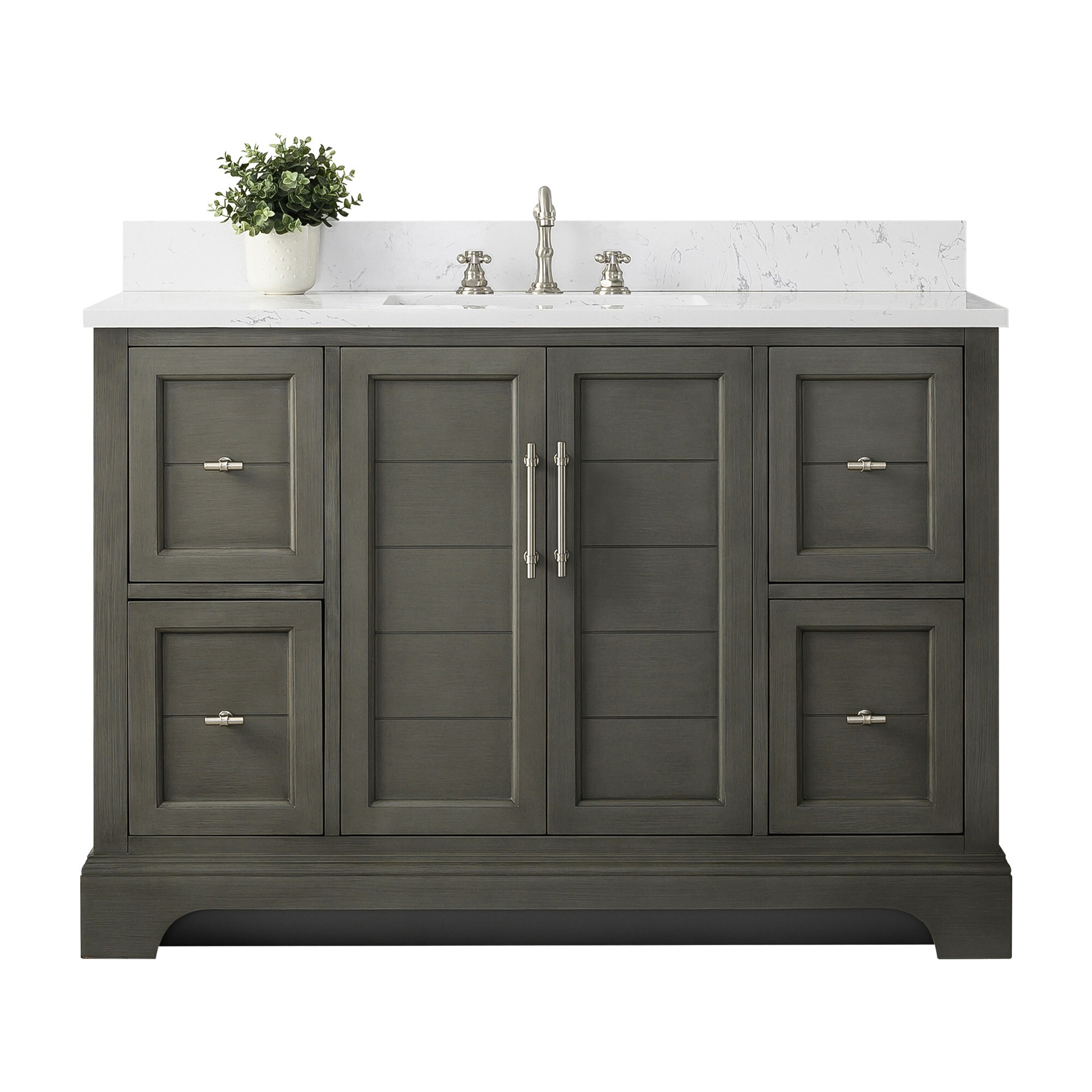 Silver Gray 48" Single Sink Bathroom Vanity with Engineered Marble Top