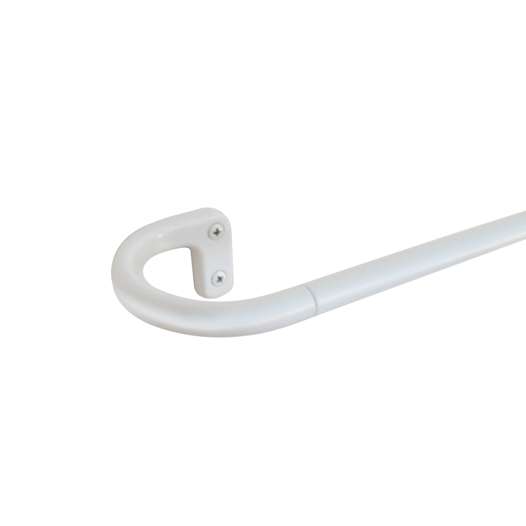 Decopolitan 31083-WT48 48-in to 86-in White Steel Wrap-around curtain rod with Finials