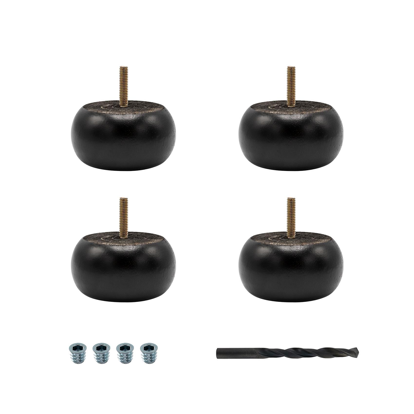 Espresso Stained Rubberwood Round Bun Foot Set of 4