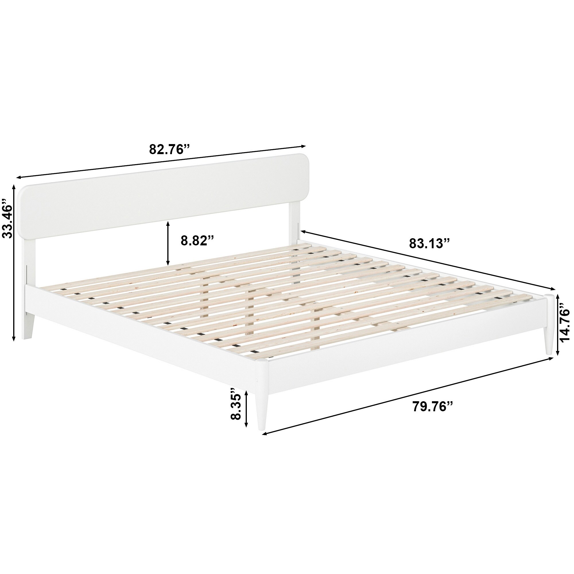 Florence White King Solid Wood Low Profile Platform Bed