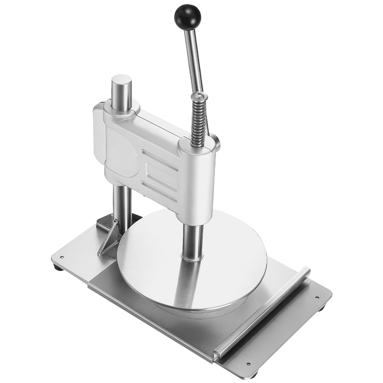VEVOR SCSDYMJ9YCBX07625V0 Manual Pizza Dough Press Machine  9.5 inch Pizza Pastry Press Plate  Stainless Steel Bread Presser  Commercial Chapati Sheet Crust Maker  Forming Machine with Handle and 100 Pcs Parchment Paper