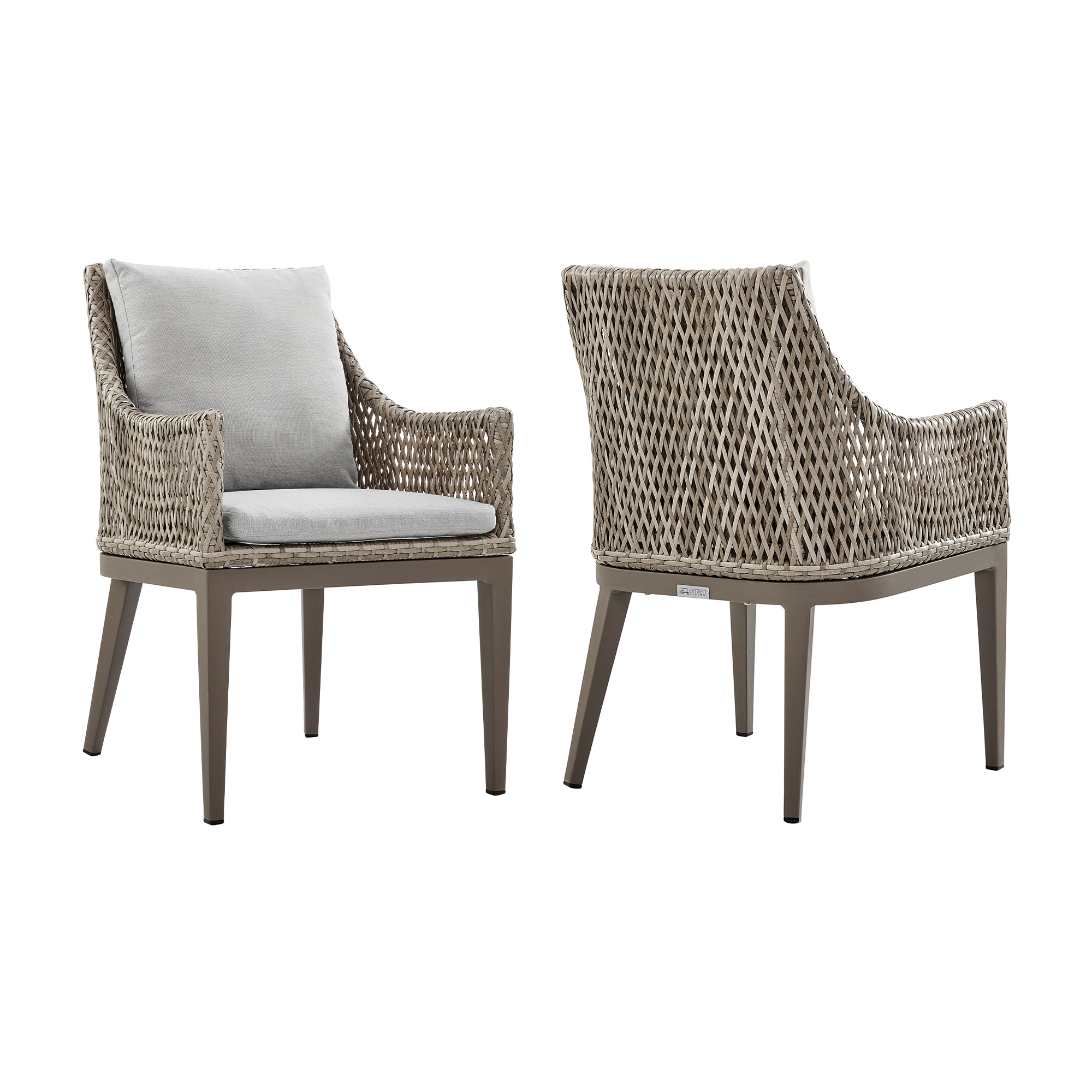 Armen Living LCGDCHGR Set of 2 Contemporary/Modern Synthetic Upholstered Dining Arm Chair (Metal Frame)