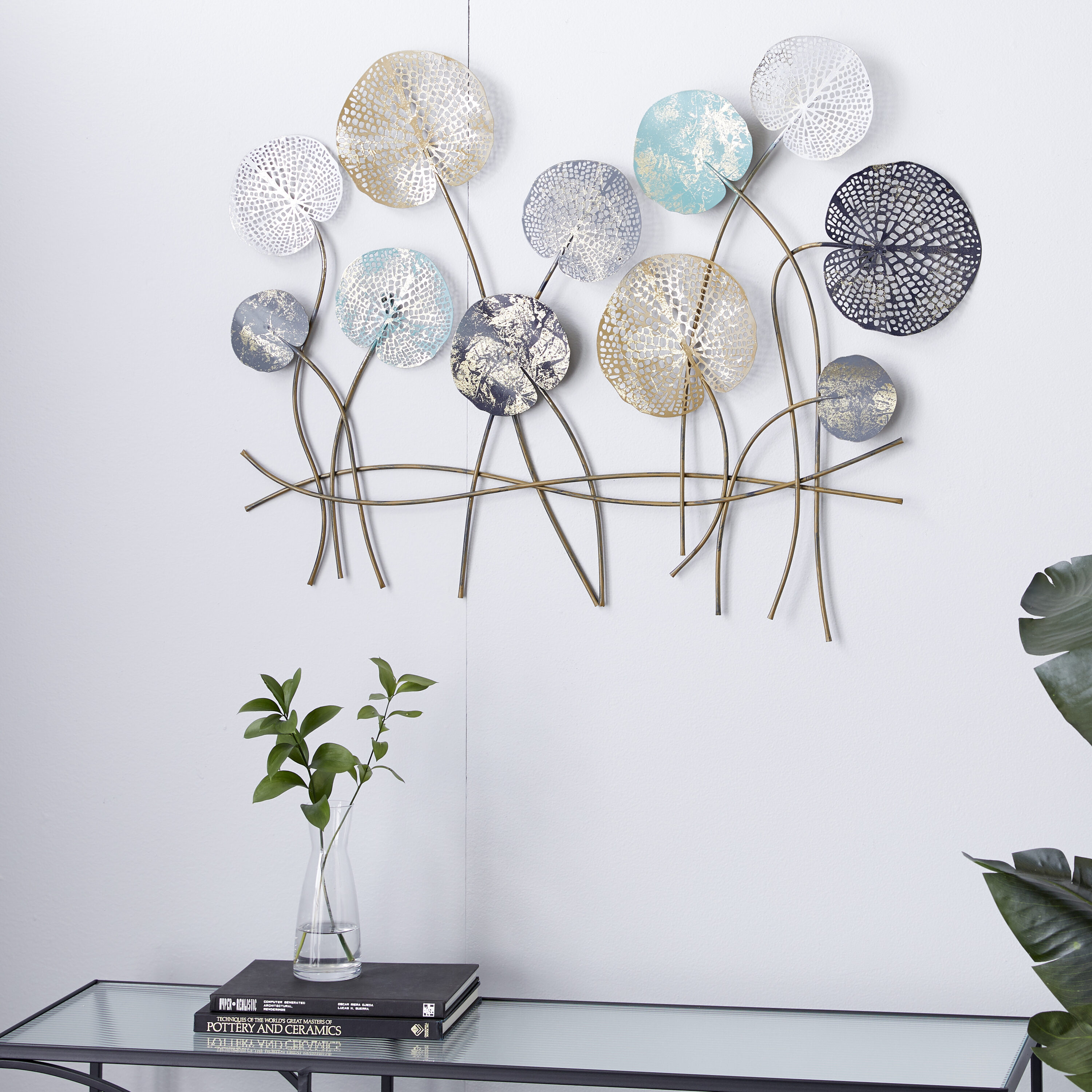 Grayson Lane 92140 28.5-Inches H Metal Textured Flowers Floral Wall sculpture