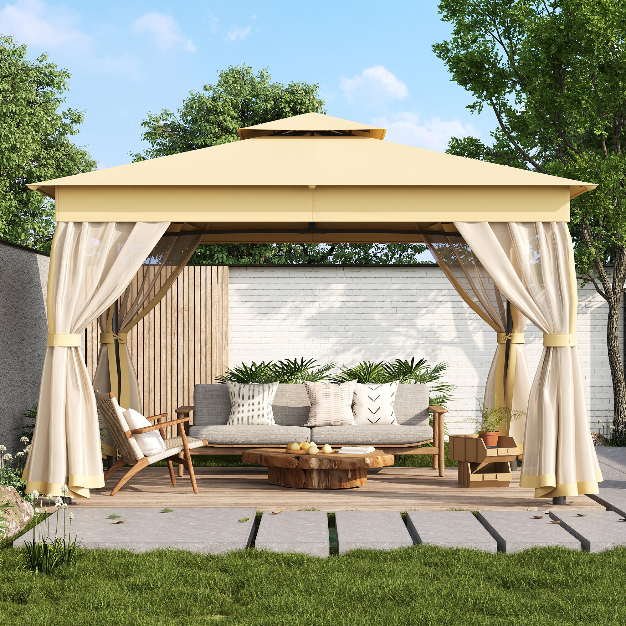 SINOFURN SYA990035GY Wood-Resin-Gazebos - View #7