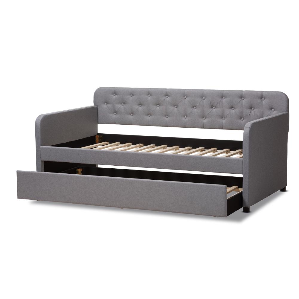 Baxton Studio Camelia Gray Contemporary/Modern Polyester Twin Sofa Bed ...