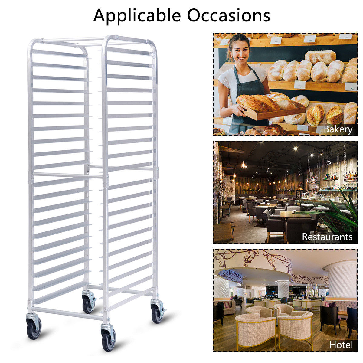 Bun Pan Rack 20-Tier Commercial Bakery Racks with Brake Wheels26 in. L