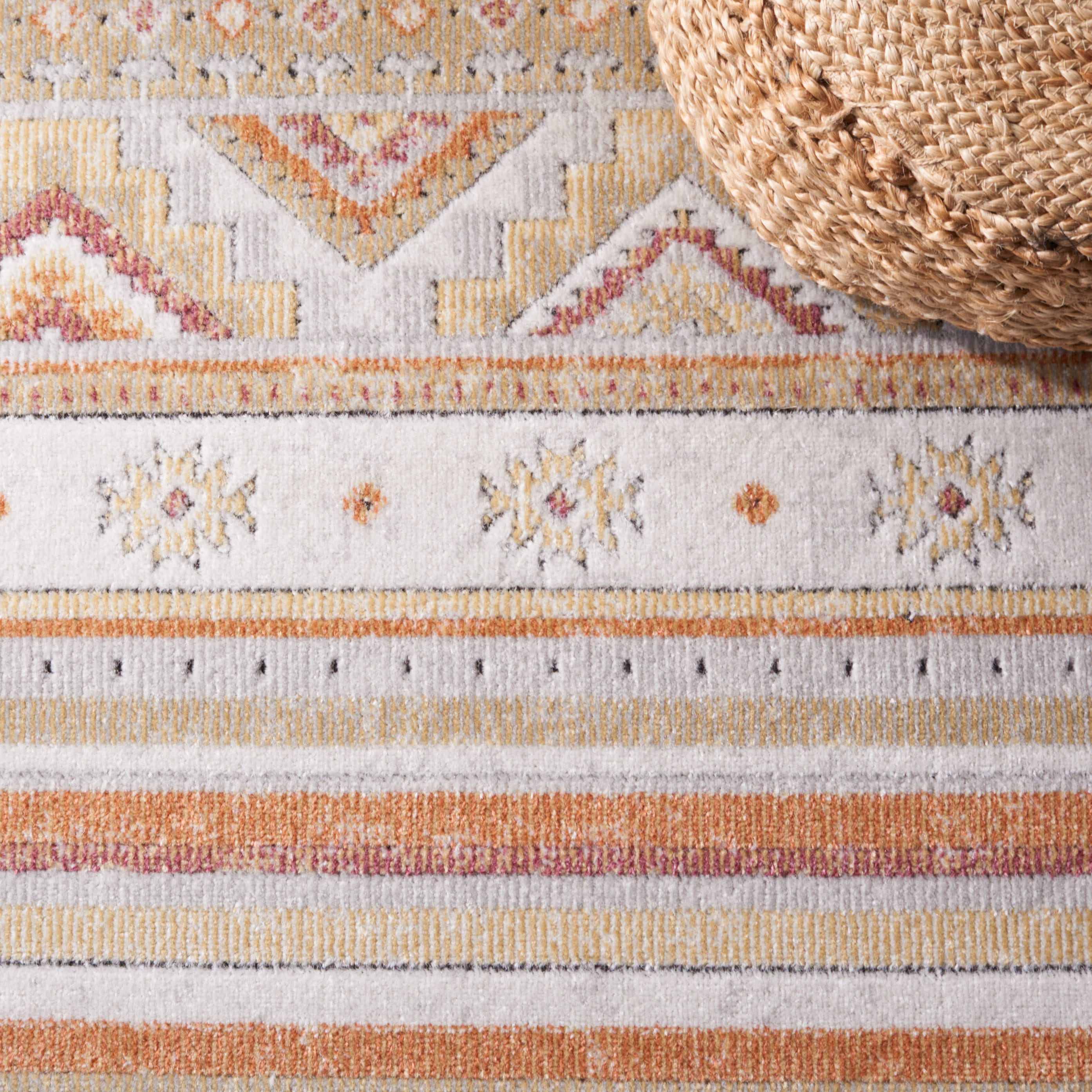 Ivory Beige Geometric Reversible Indoor/Outdoor Runner Rug