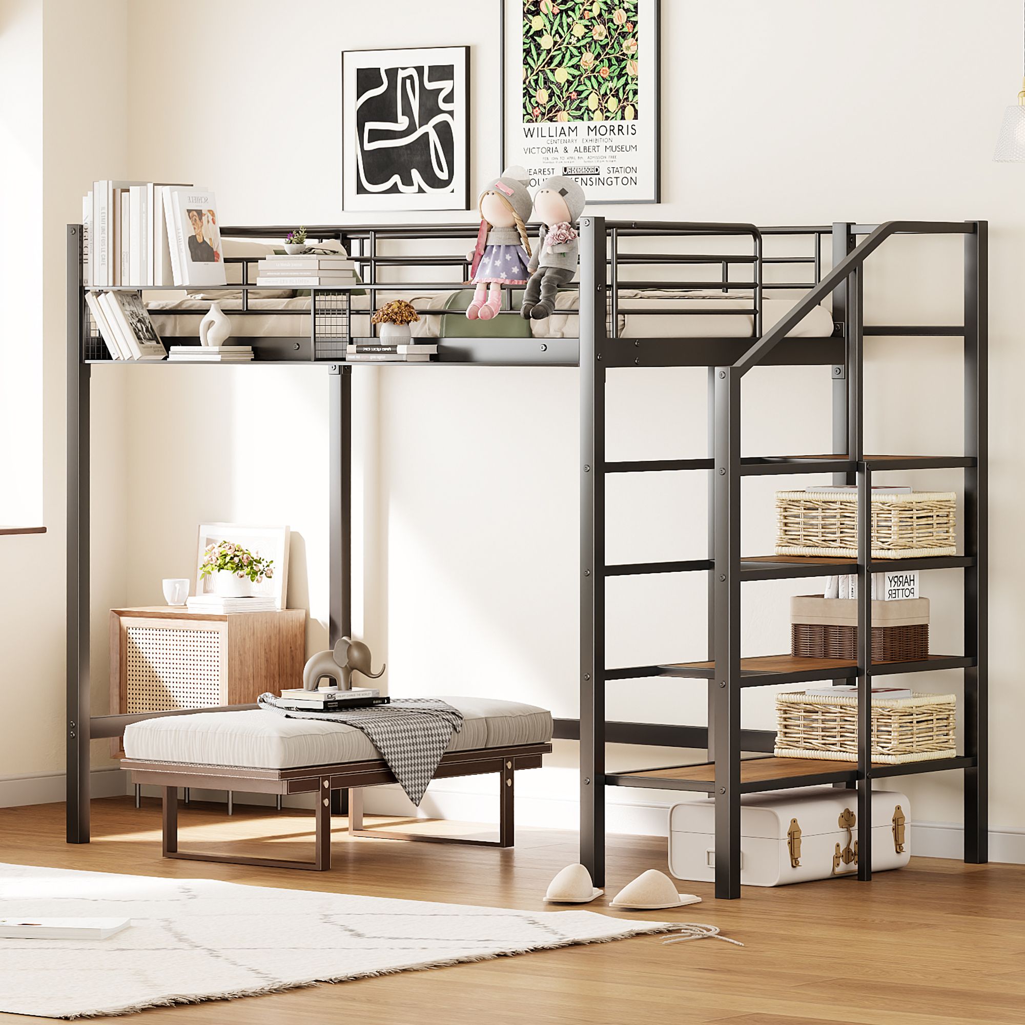Yiekholo LL-1960AAB Black Twin loft Bunk Bed
