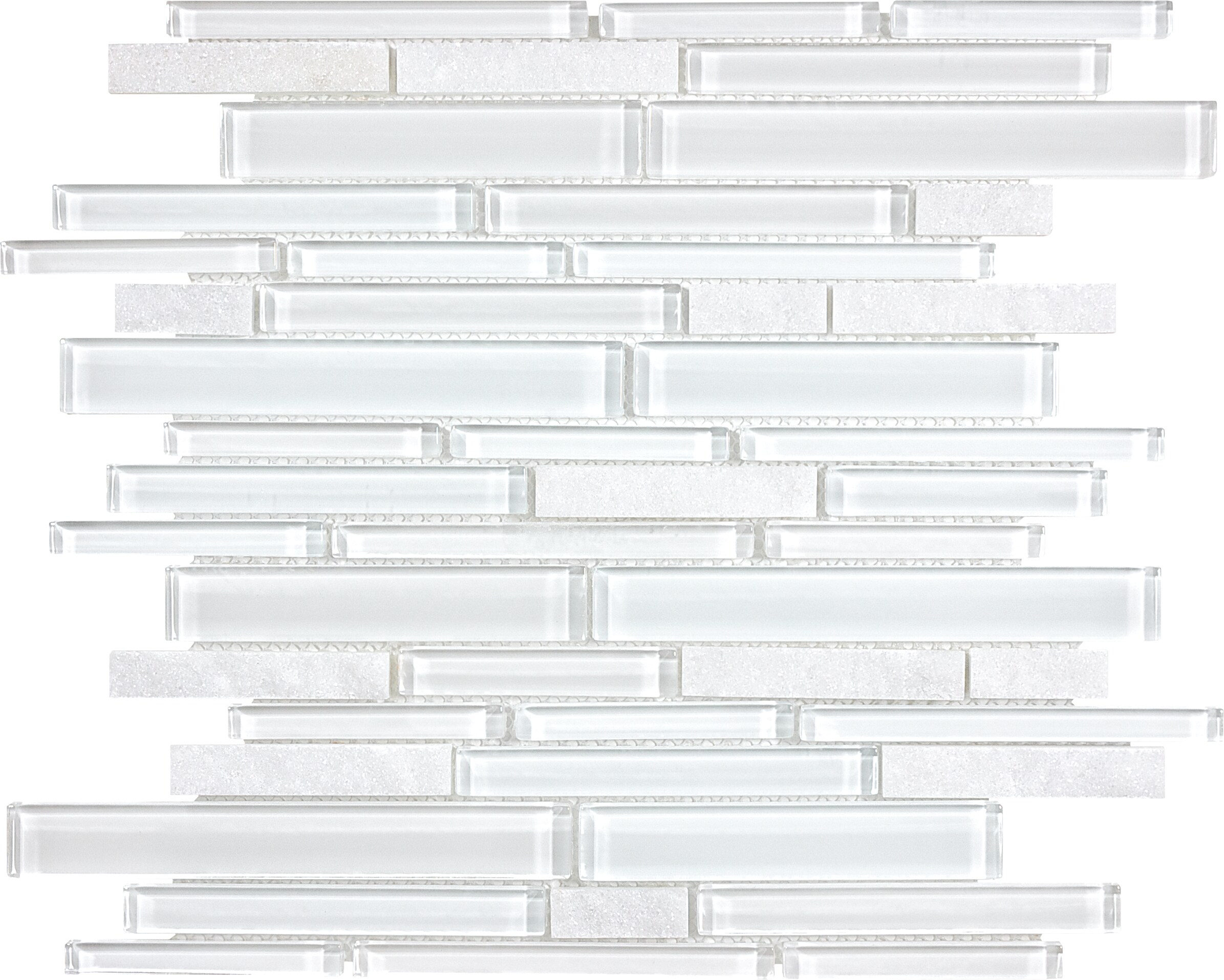 Anatolia Tile 20-653 Alaskan White Multi-finish Stone and Glass Quartz Linear Tile