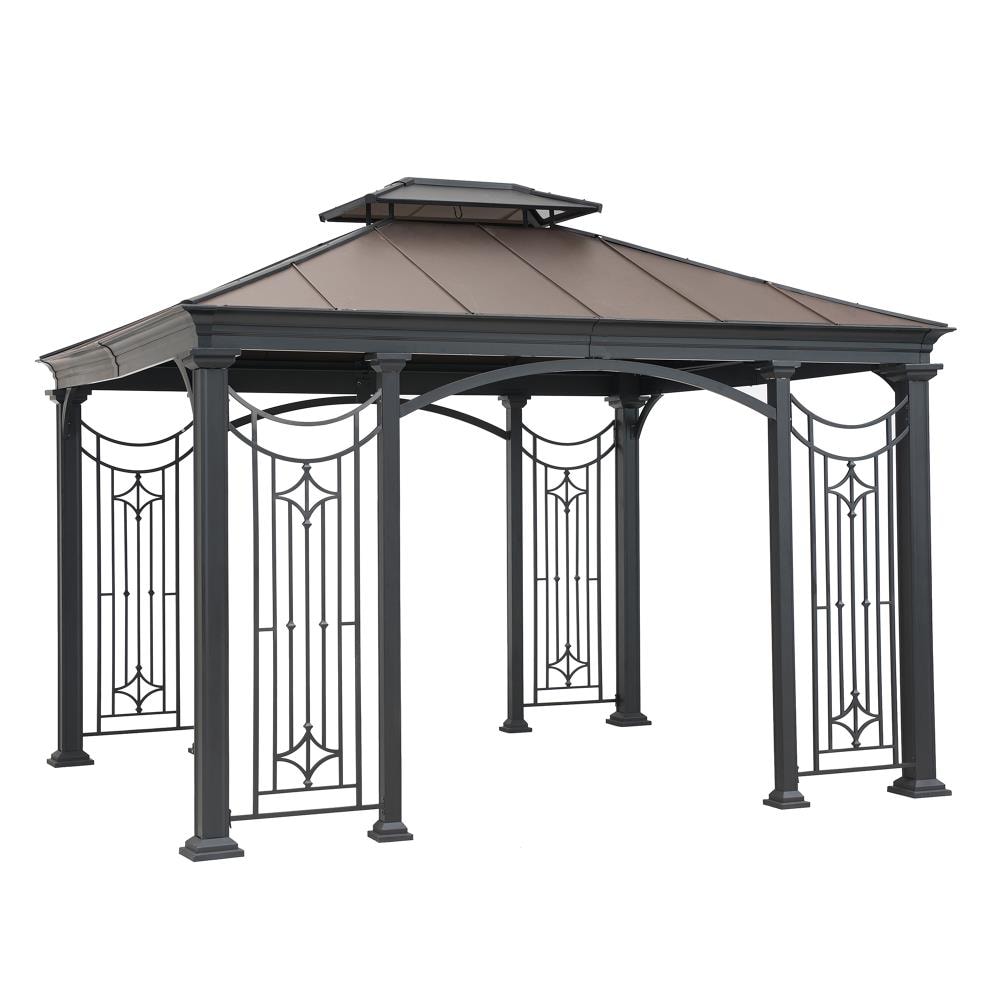 Sunjoy Copper Metal Rectangle Gazebo with Steel Roof (Exterior: 12-ft x ...