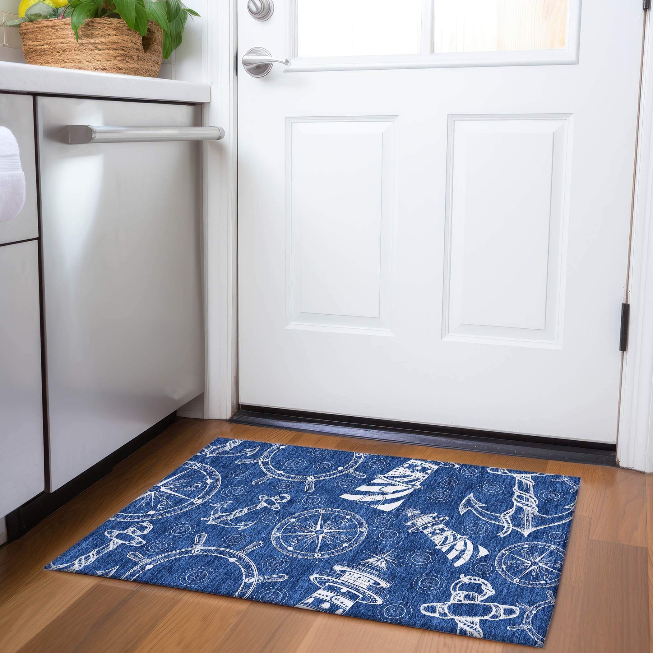 Addison Rugs AMF154NA20X30 Mayfield AMF154NA 2 x 3 (ft) Loomed Polyester Navy Rectangular Indoor Geometric Machine washable Area rug