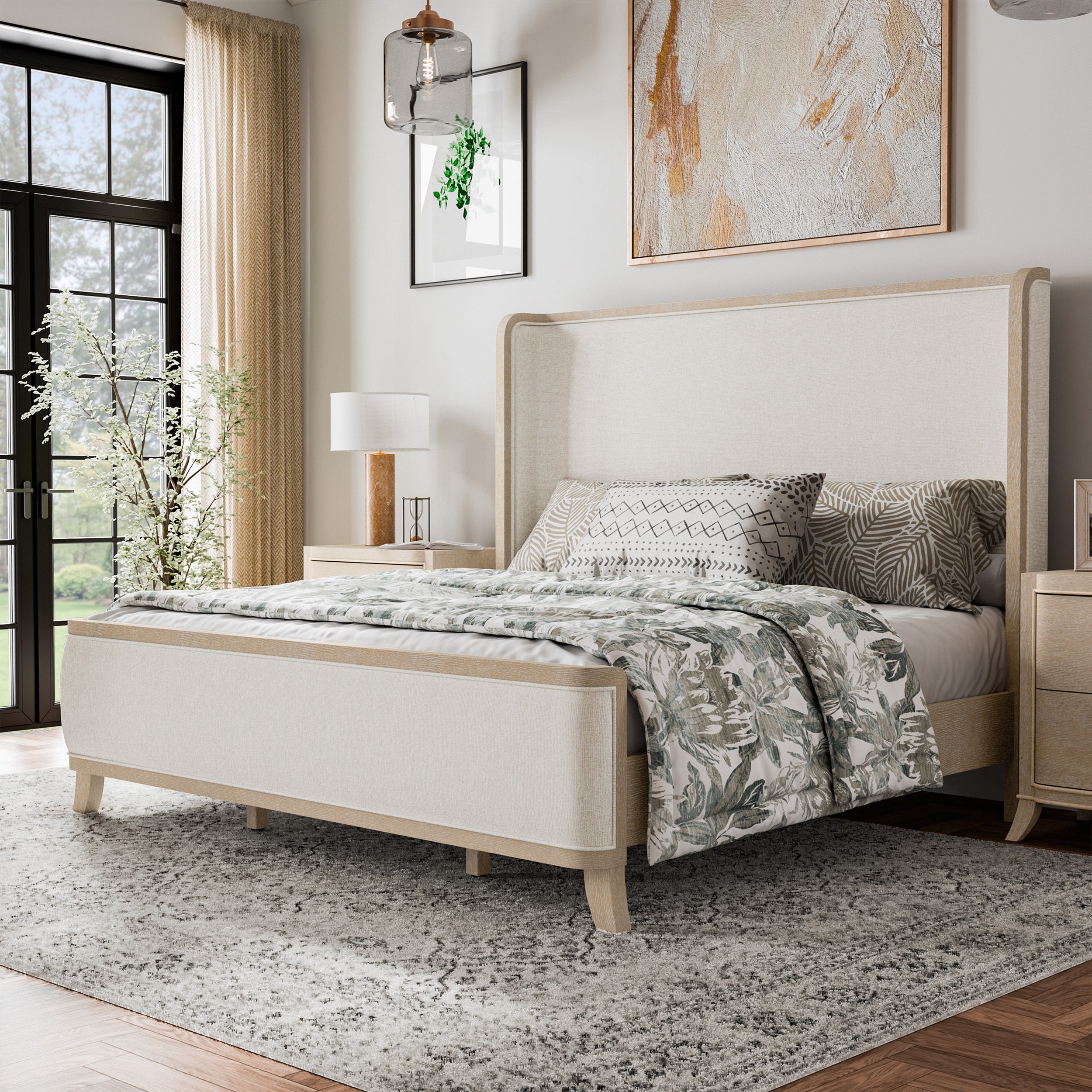 Furniture of America IDF-N7424AK-Q Ellington Natural Oak Queen Composite Panel Bed