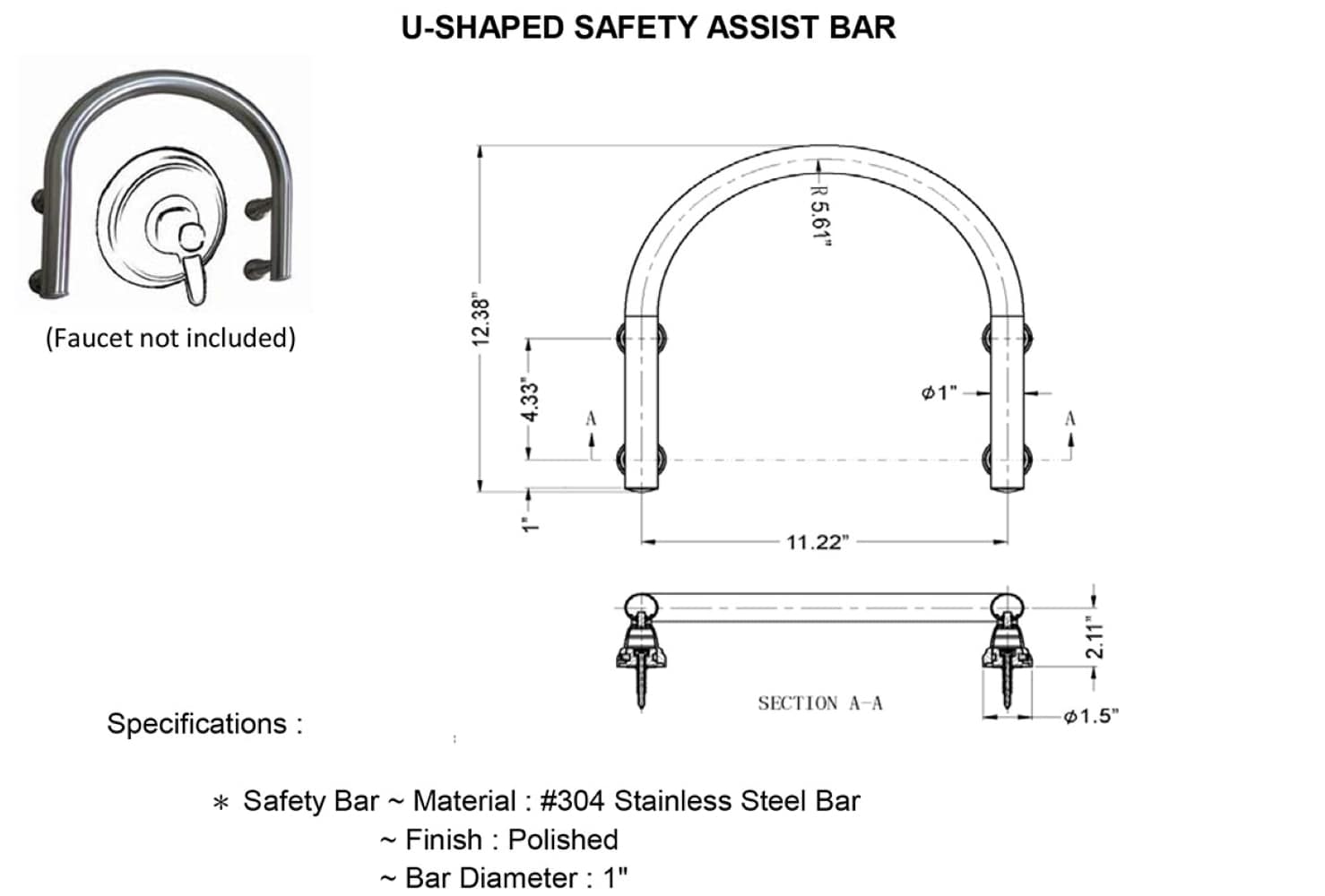 ARISTA MFA8802-UTSB-BN Grab-Bars - View #2
