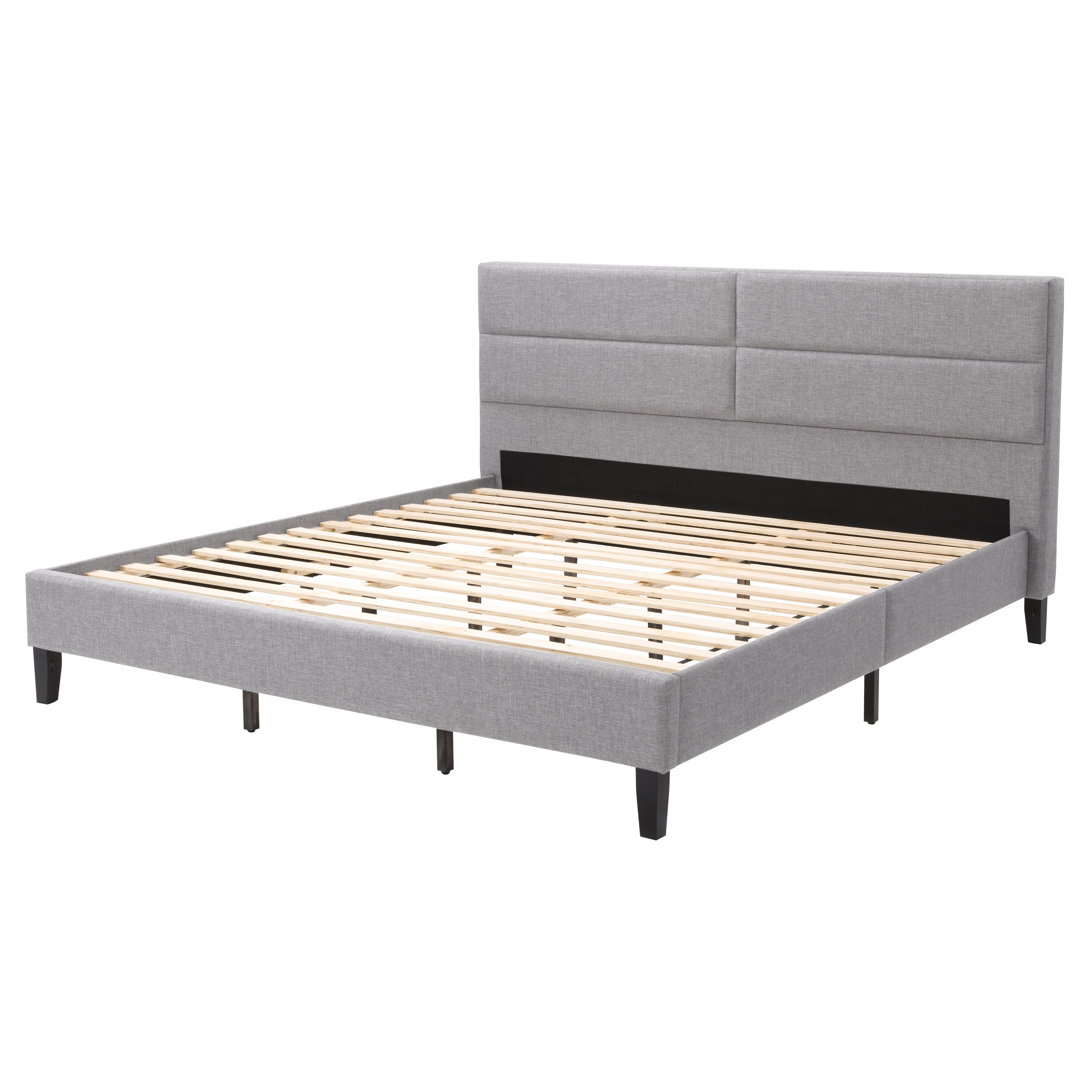 CorLiving Bellevue Light Grey King Upholstered Panel Bed at Lowes.com